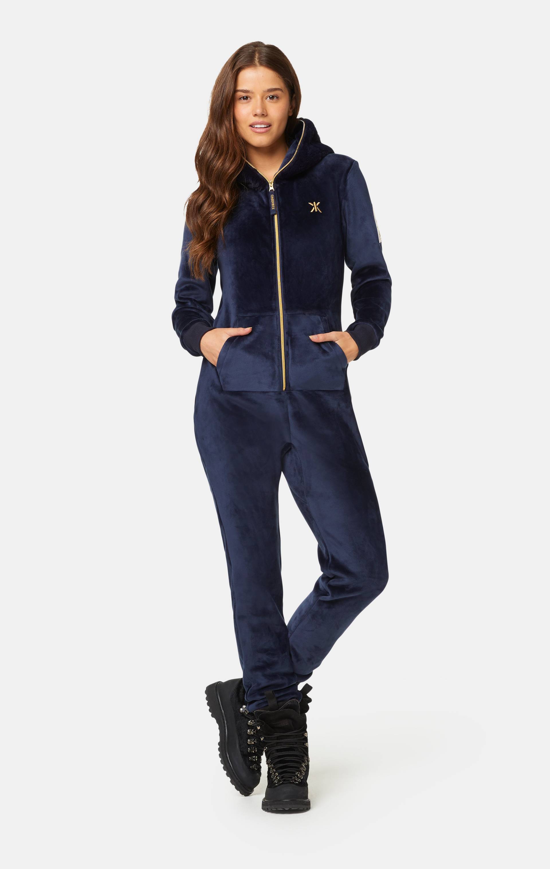 Onepiece Alps Soft Velvet Fitted Jumpsuit Navy - 3