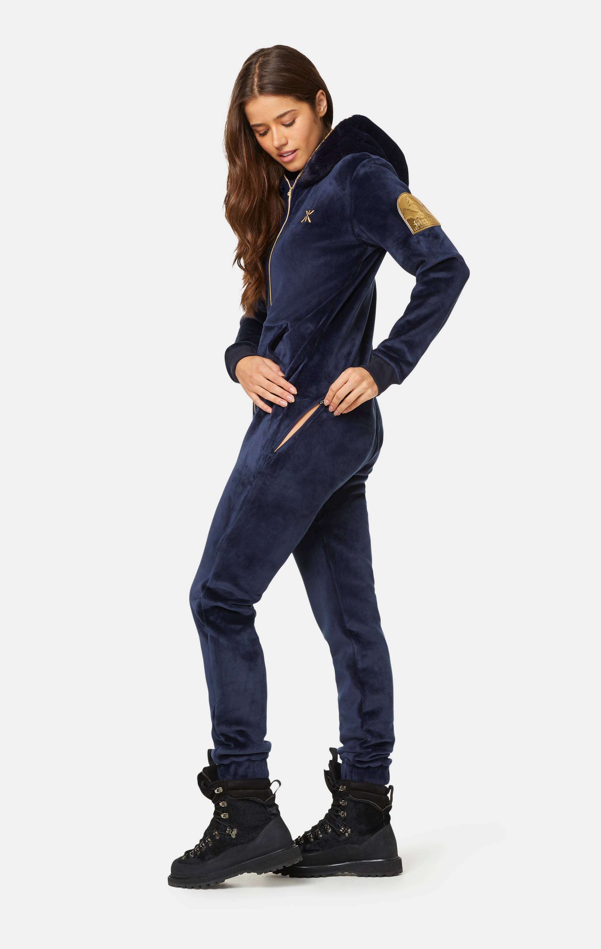 Onepiece Alps Soft Velvet Fitted Jumpsuit Navy - 4