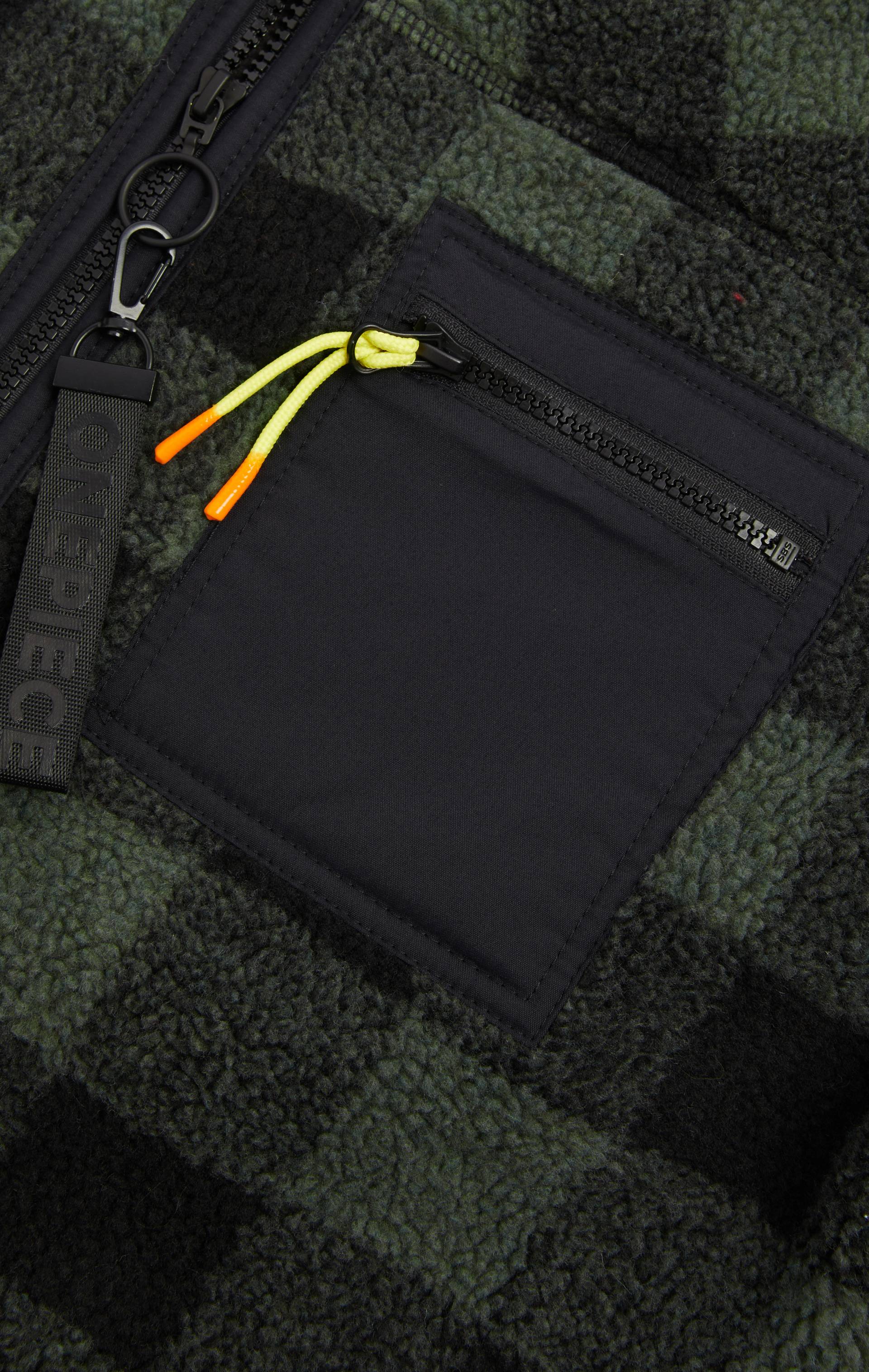 Onepiece Checkered Fleece Jumpsuit Green - 7