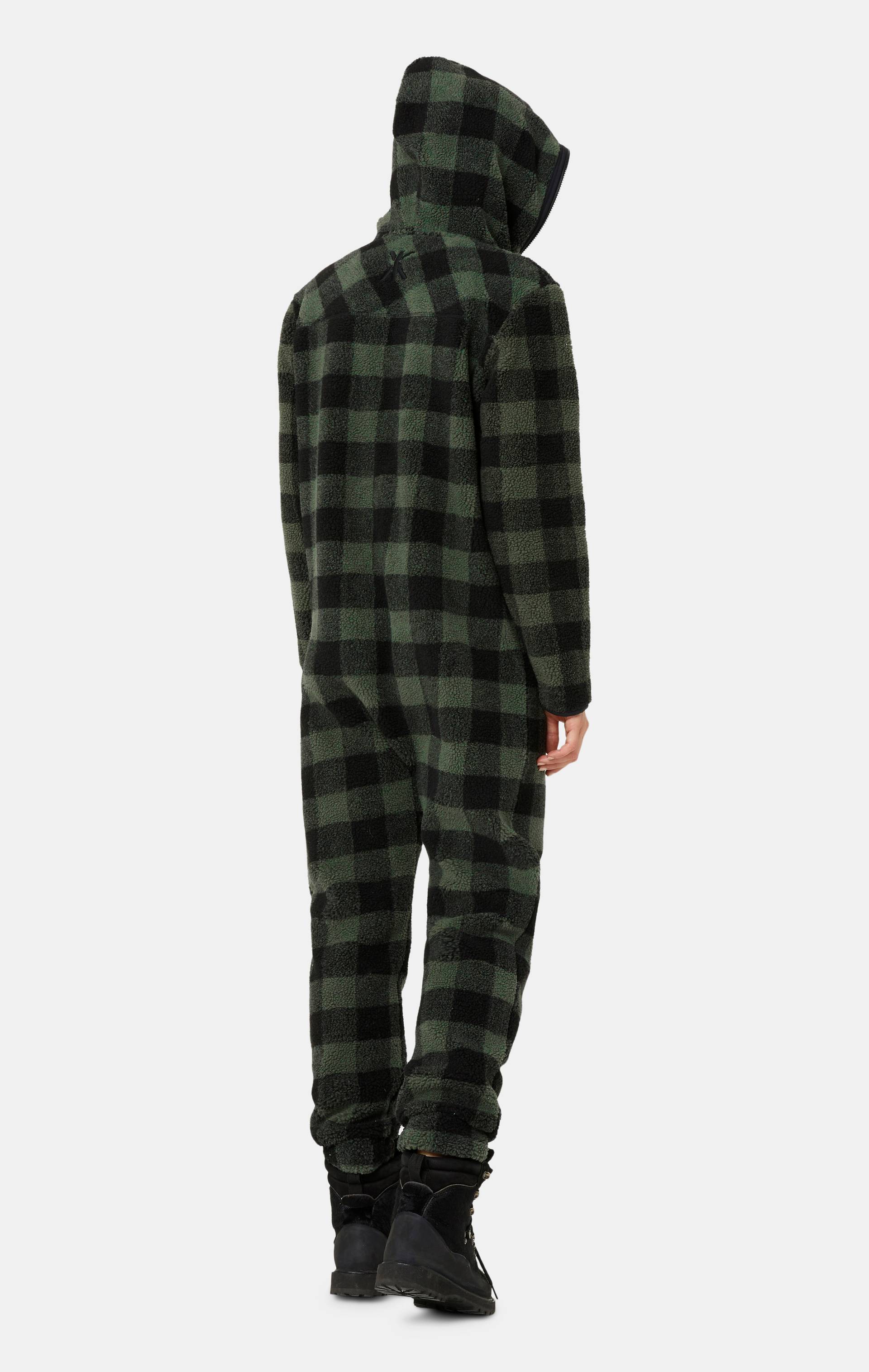 Onepiece Checkered Fleece Jumpsuit Green - 14