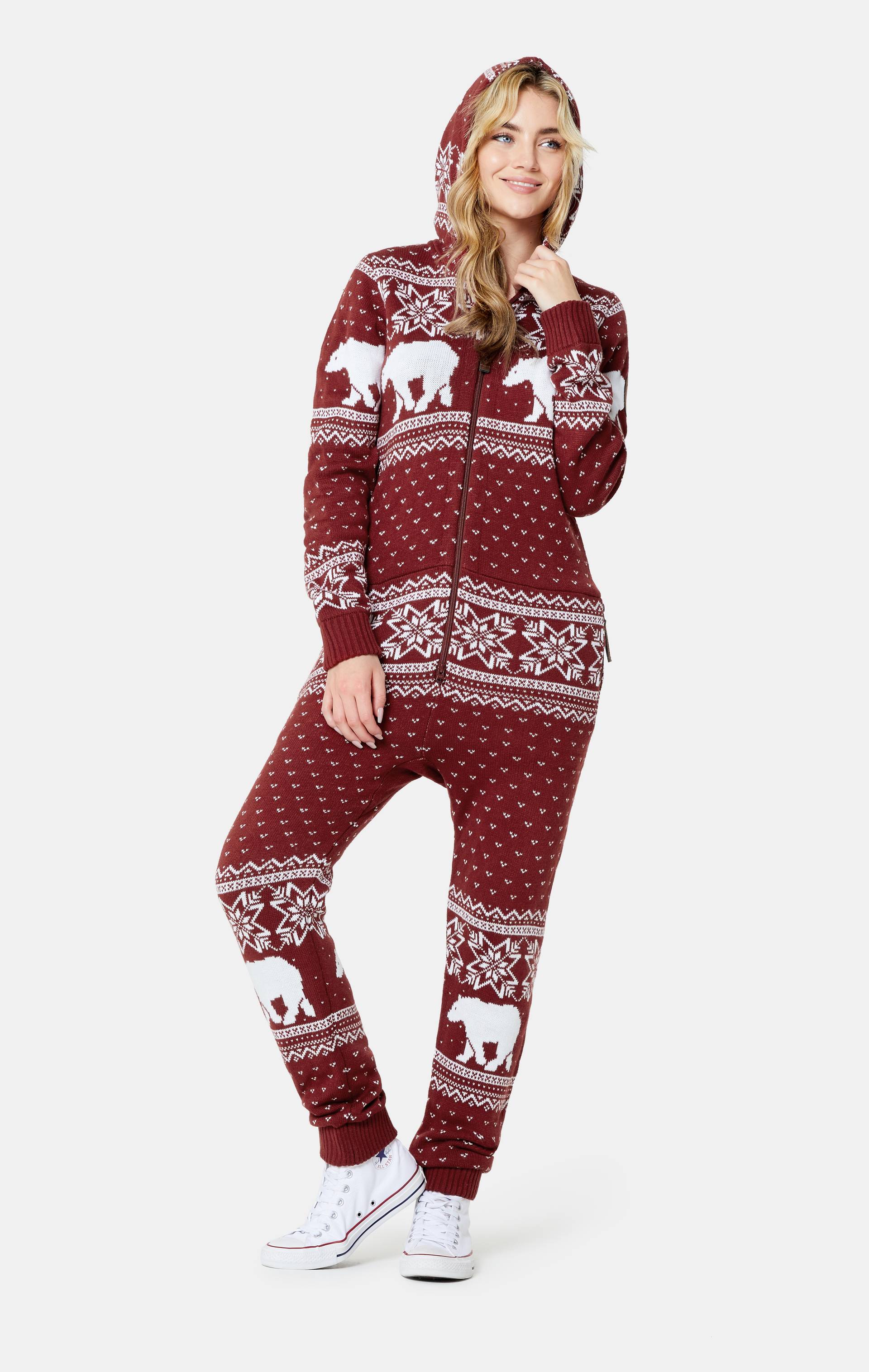 Onepiece Polar Bears Are Coming Jumpsuit Dark Red - 8