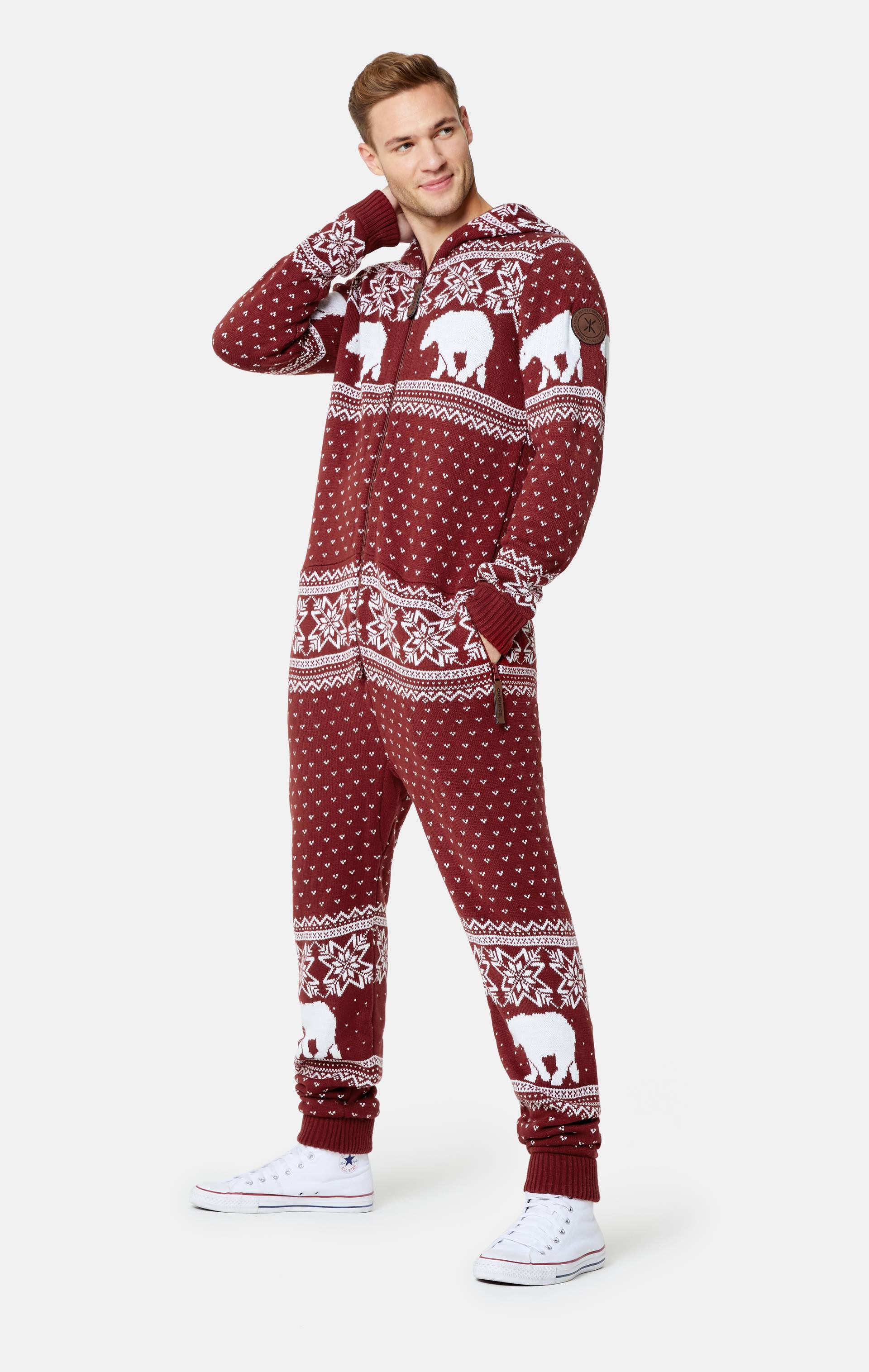 Onepiece Polar Bears Are Coming Jumpsuit Dark Red - 2