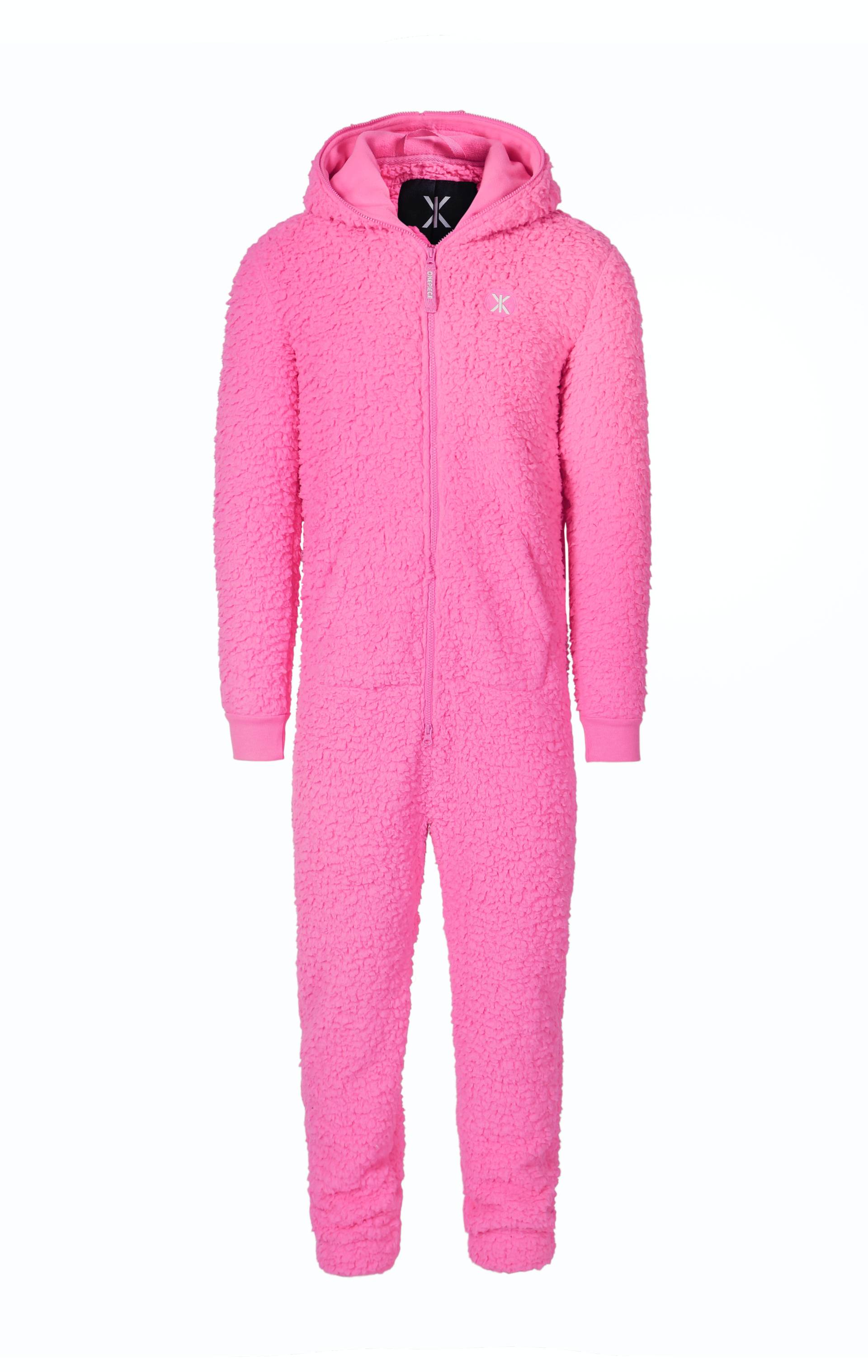 Onepiece Teddy Fleece Jumpsuit Neon Pink - 1