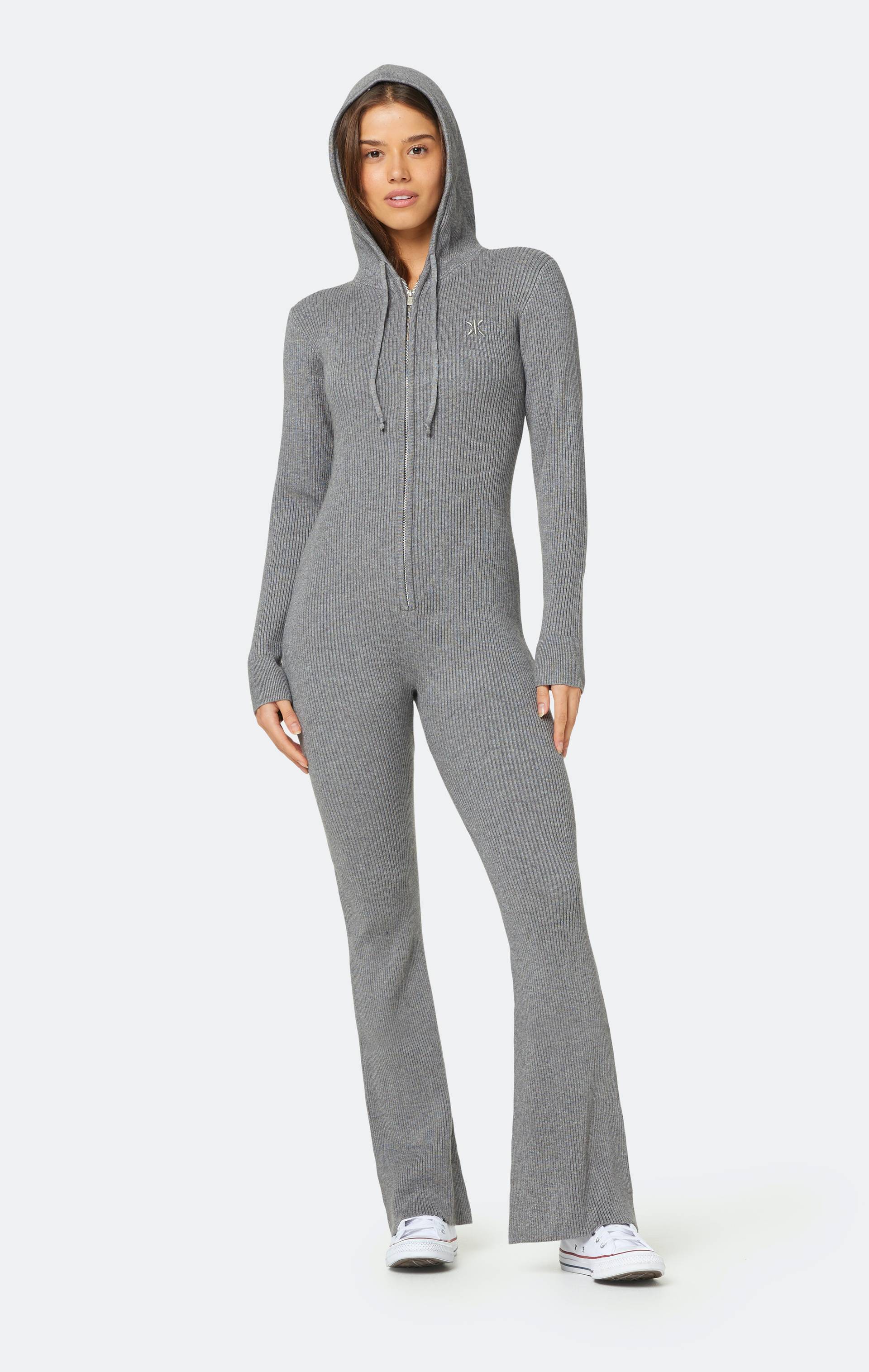 Onepiece The Rib Fitted Jumpsuit Grey Melange - 4