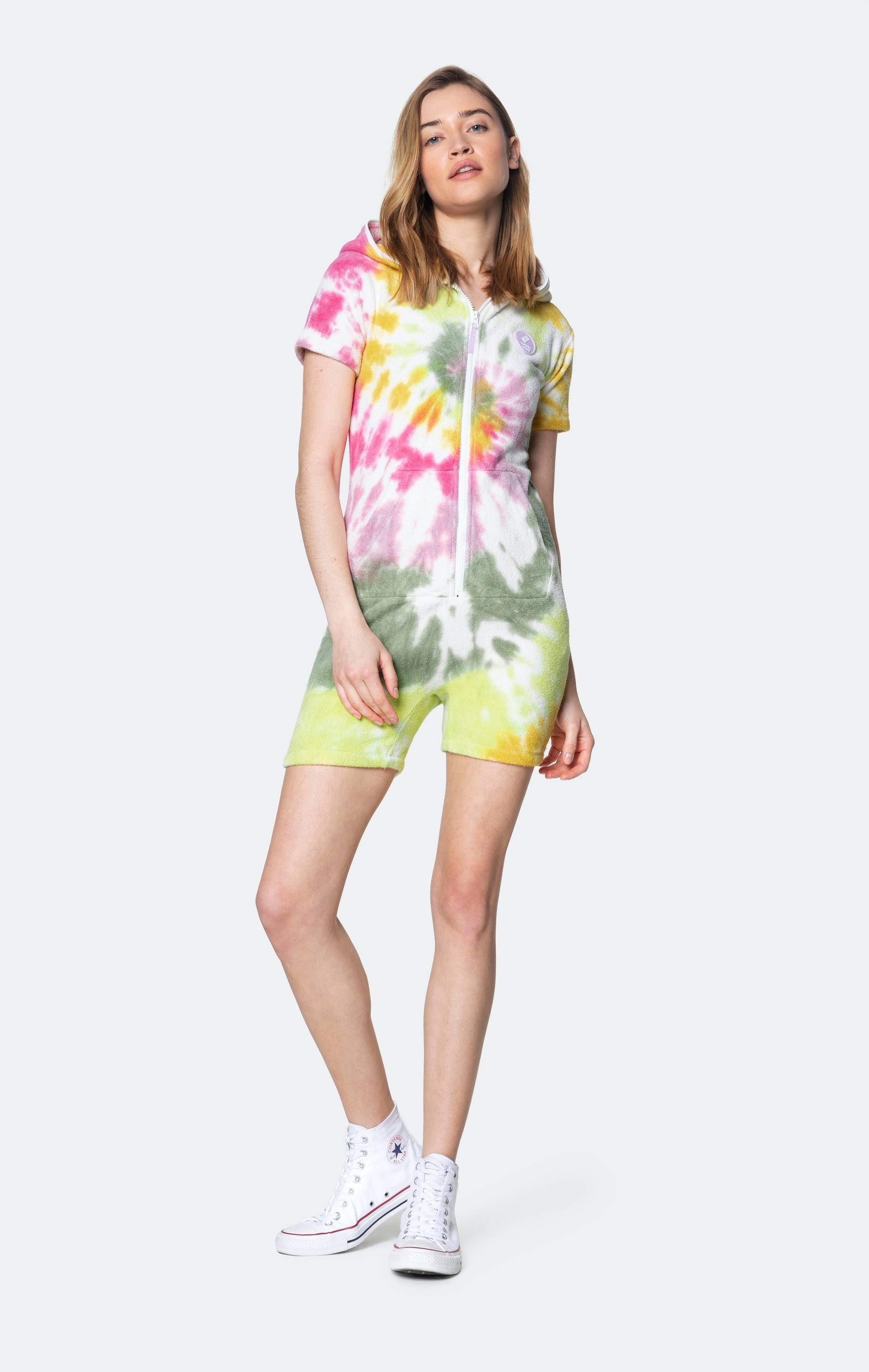 Onepiece Towel Club Short Fitted Jumpsuit Multi Tie Dye - 5