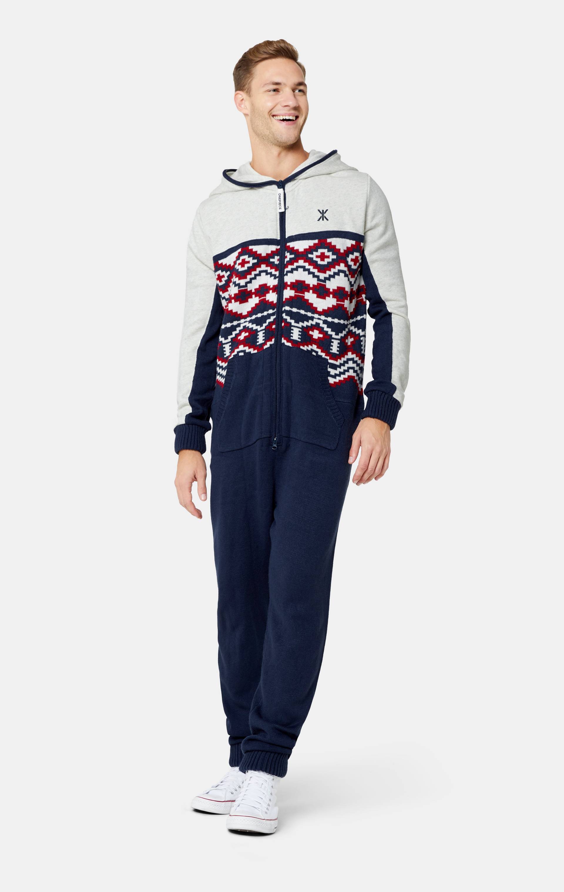 Onepiece Unfair Isle Jumpsuit Grey Melange - 2