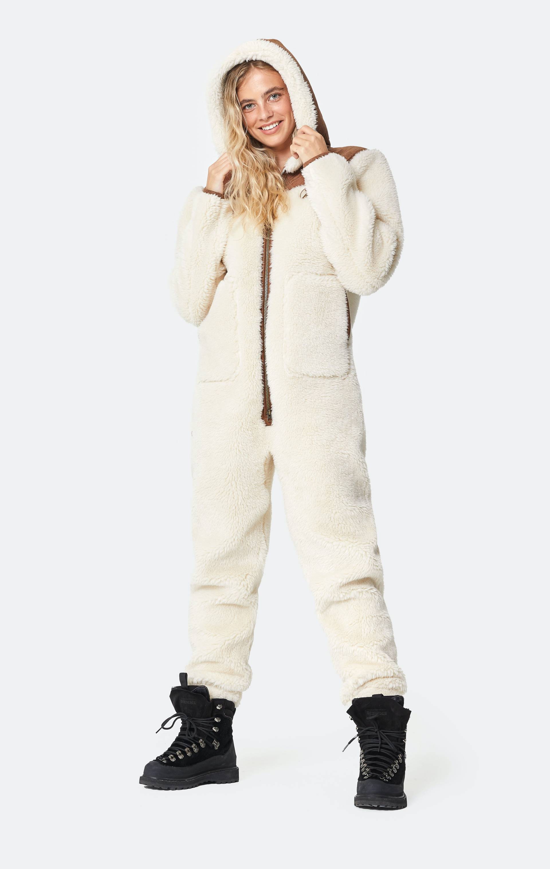 Onepiece Vegan Shearling Jumpsuit Off White - 8