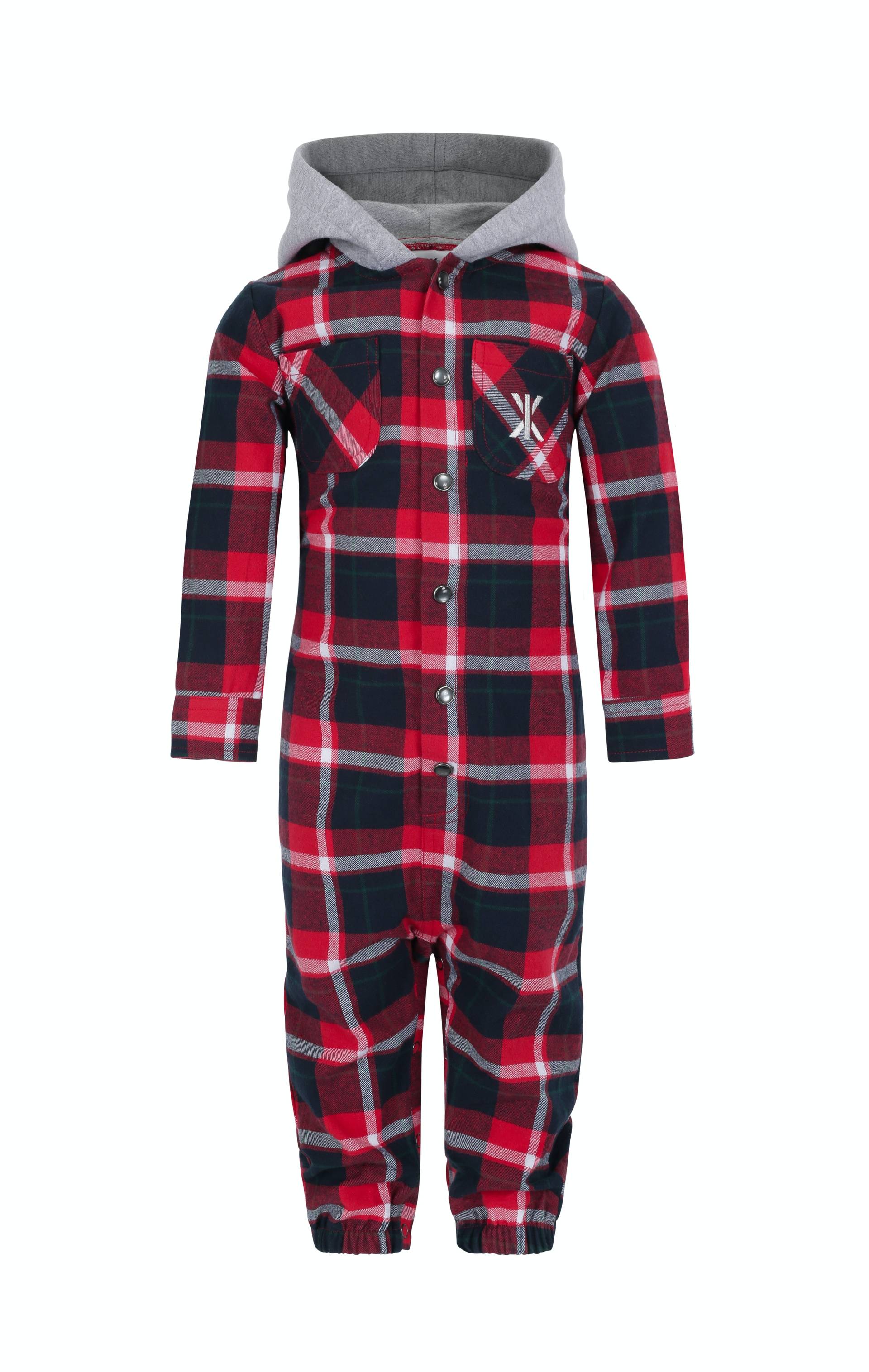 Onepiece Check Baby Jumpsuit Black / Red - 1