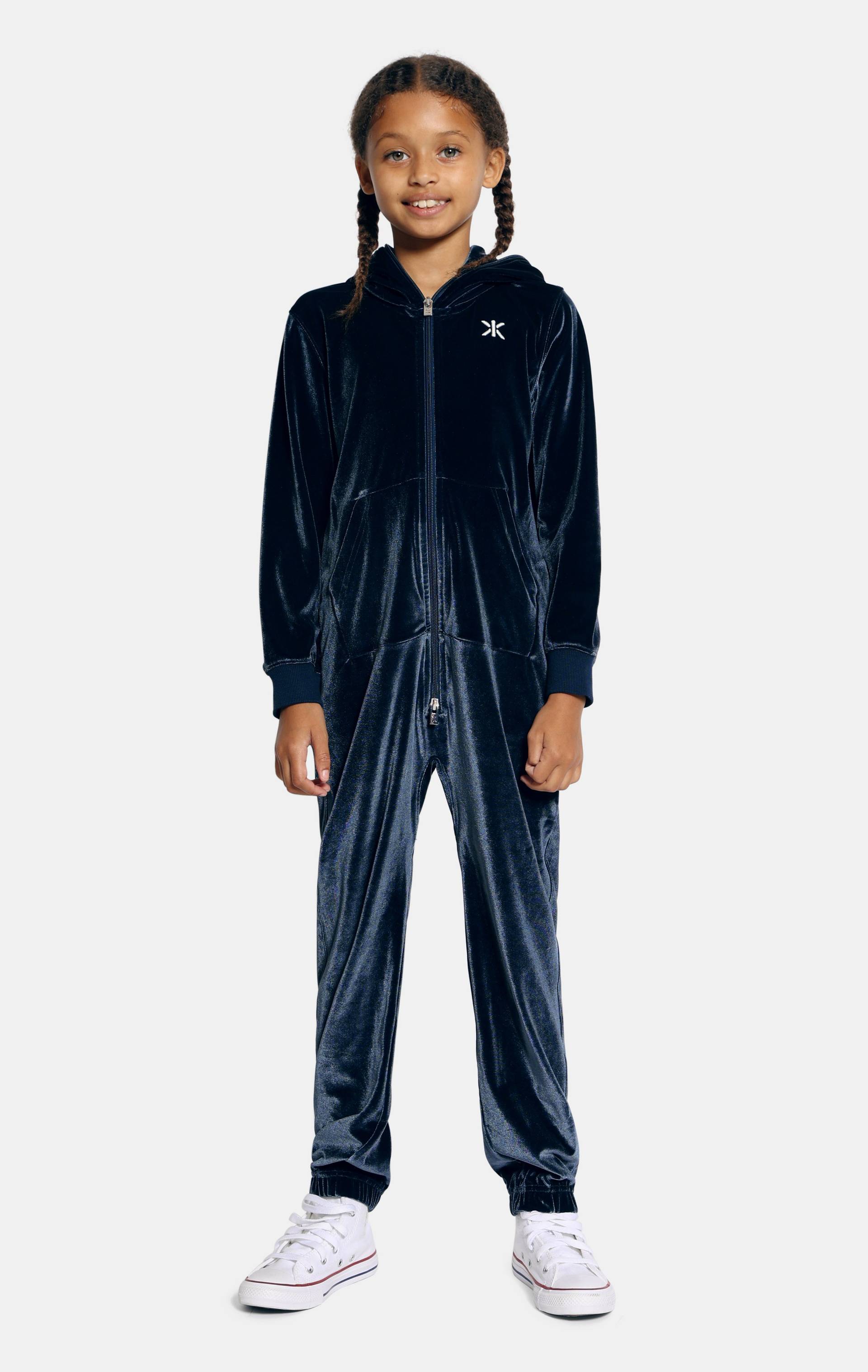 Onepiece Velour Kids Jumpsuit Navy - 1