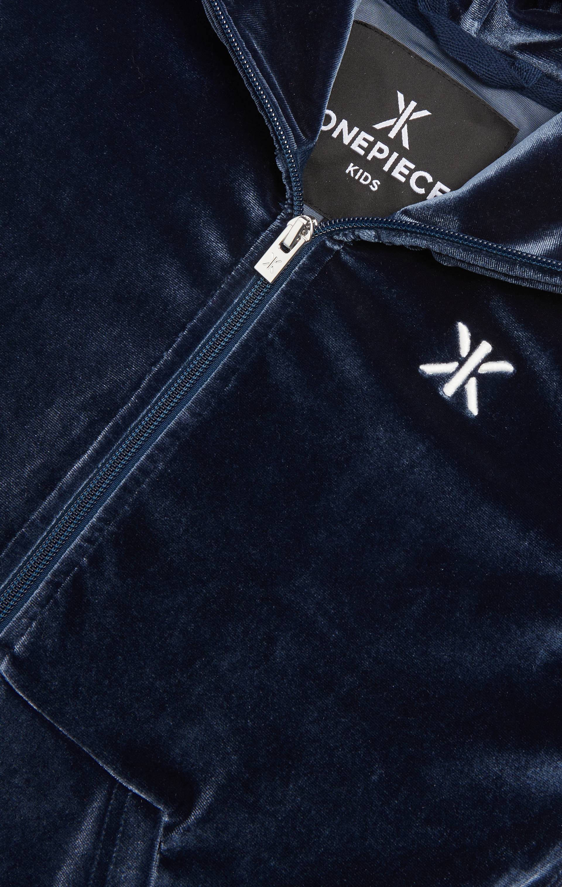 Onepiece Velour Kids Jumpsuit Navy - 6