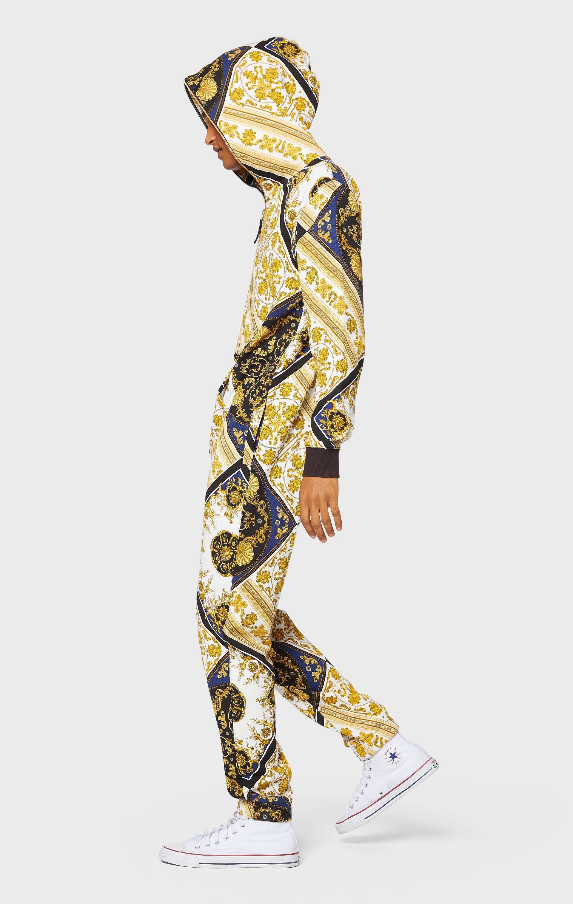 Onepiece Baroque Print Jumpsuit Off White - 3