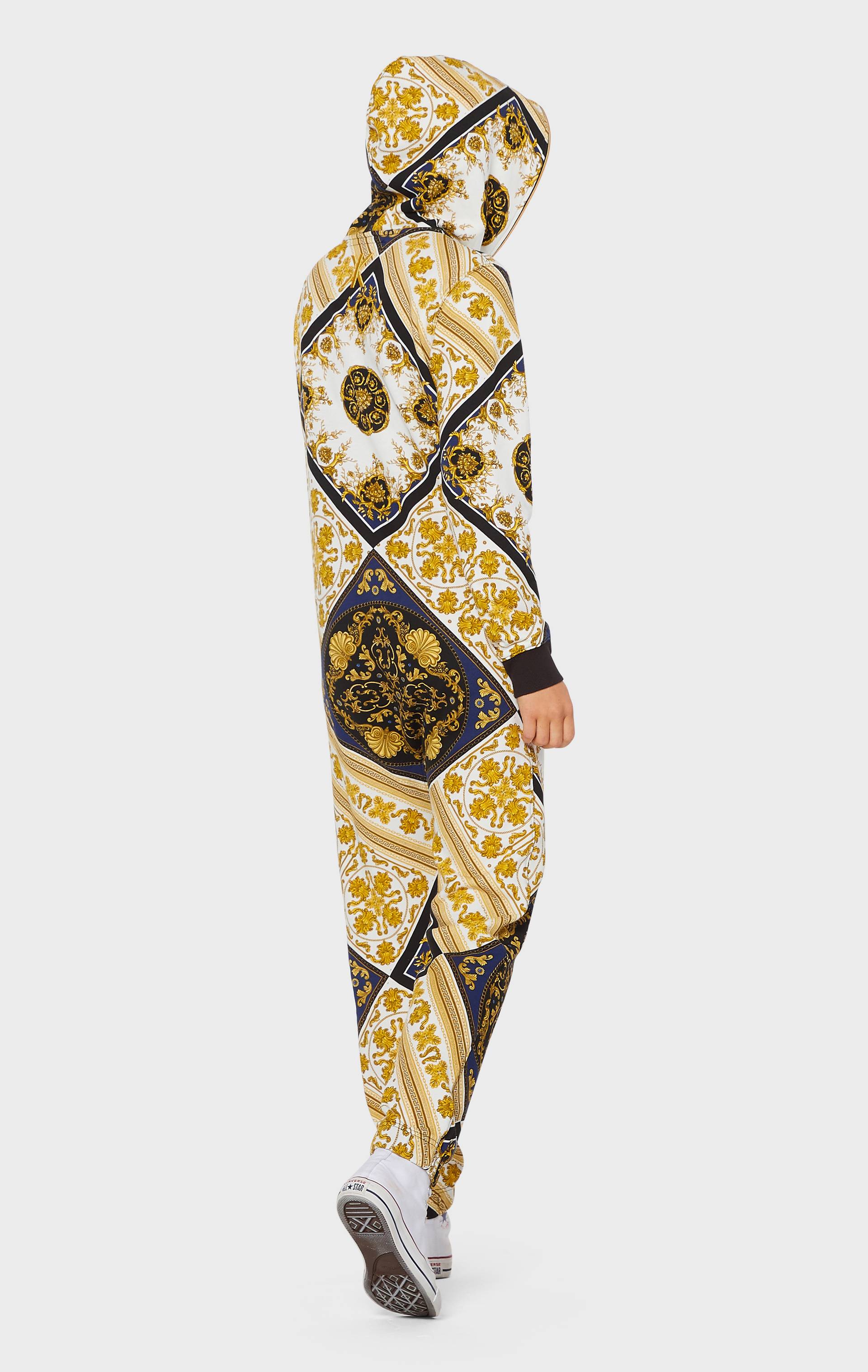Onepiece Baroque Print Jumpsuit Off White - 5