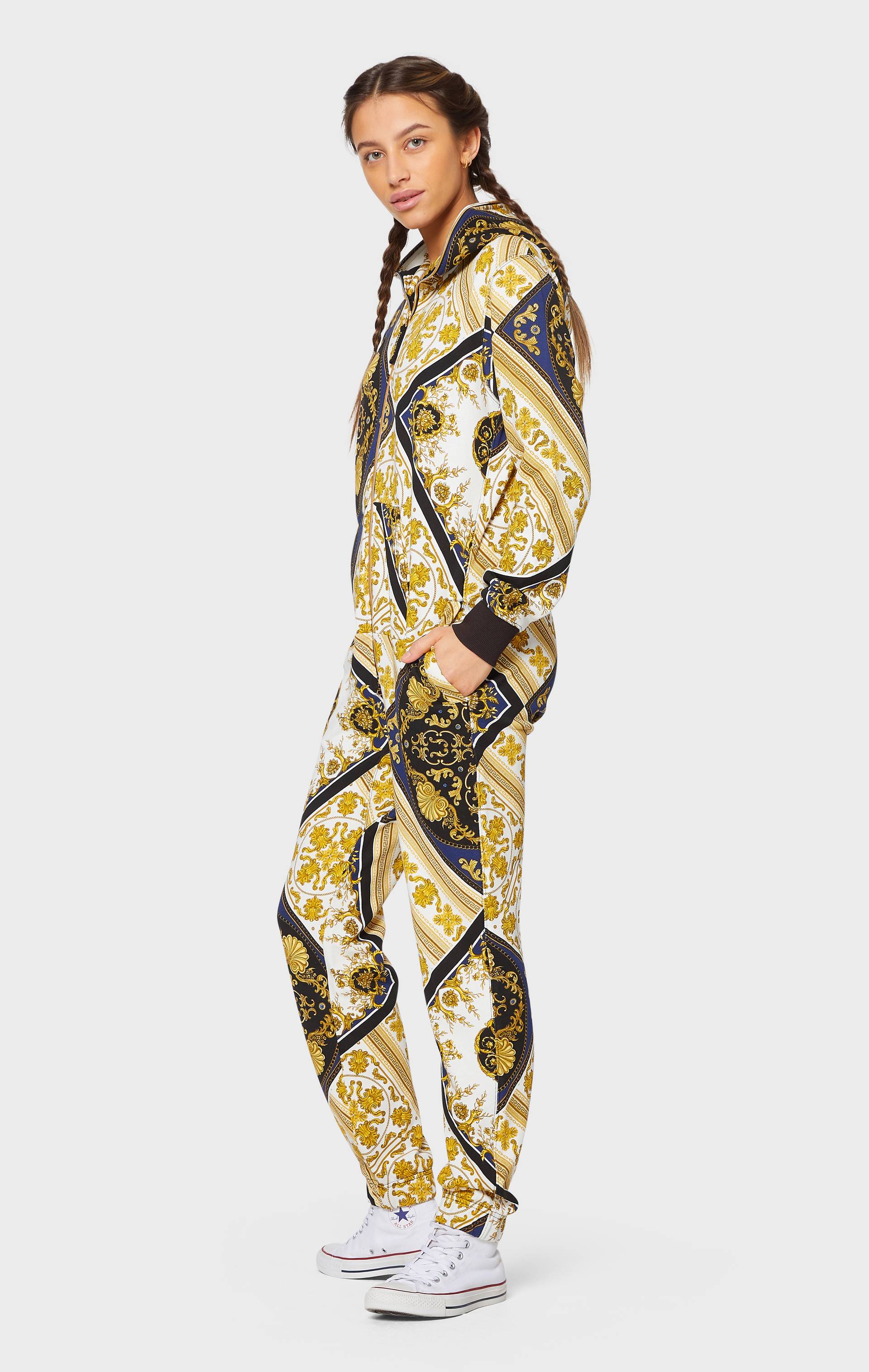 Onepiece Baroque Print Jumpsuit Off White - 7