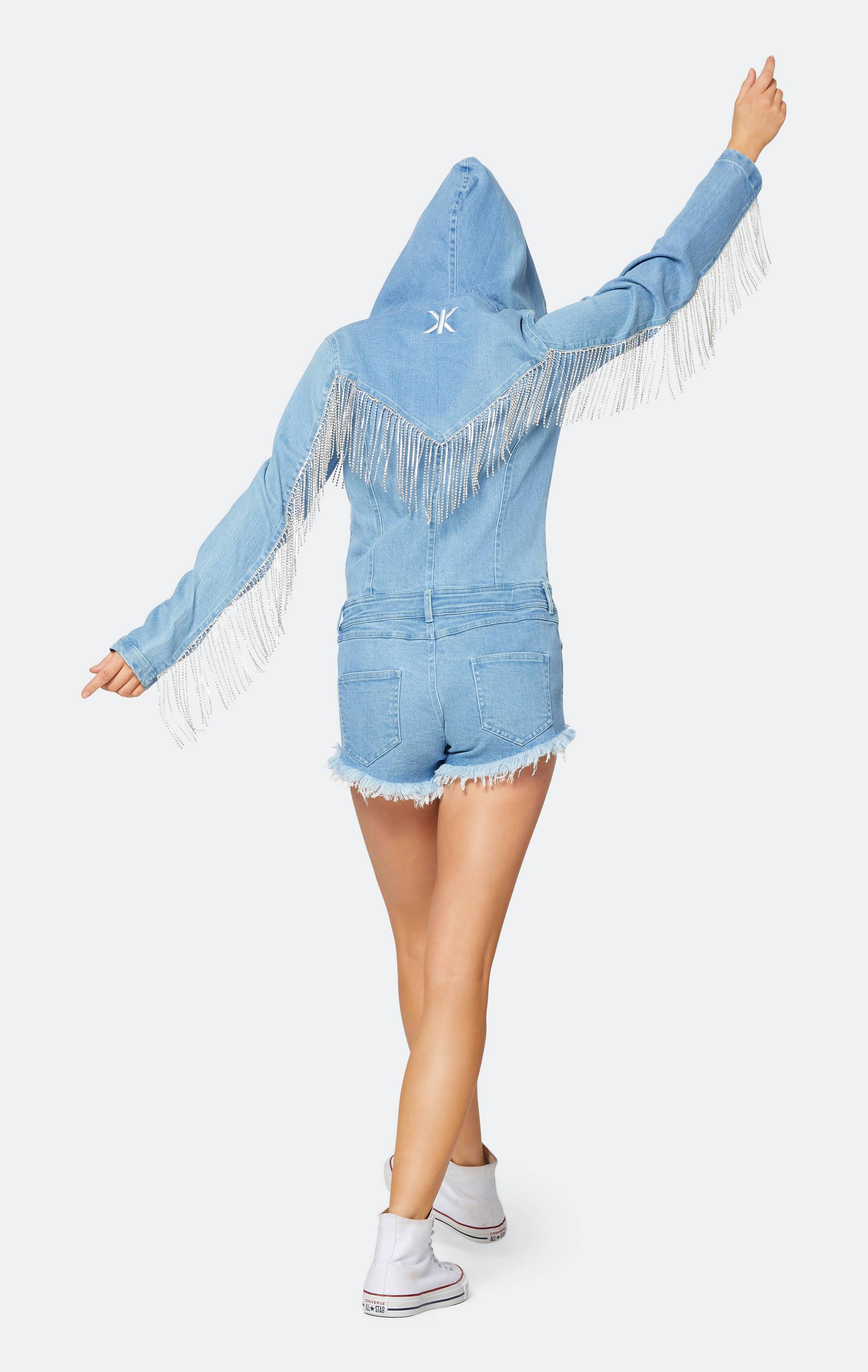 Onepiece Festival Fitted Short Jumpsuit Denim Blue - 4