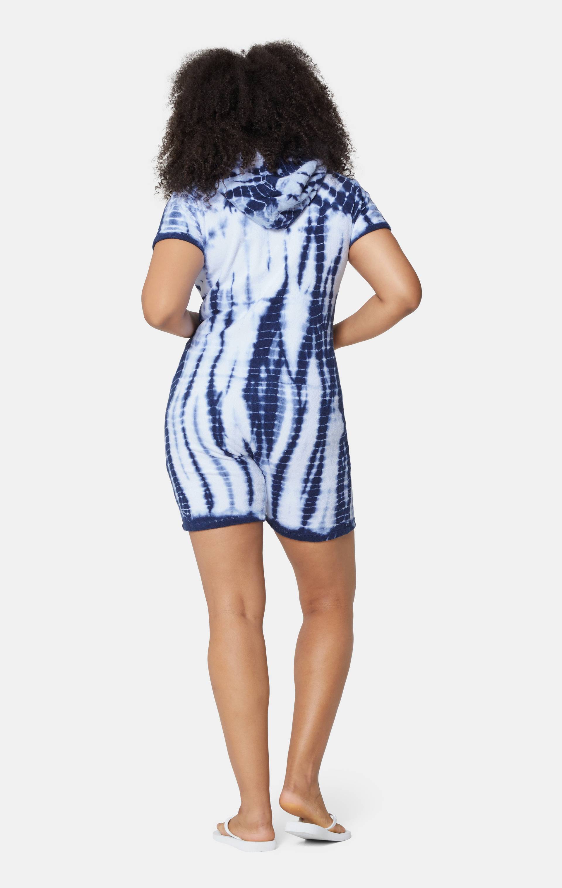 Onepiece Towel Club Fitted Short Jumpsuit Blue Tie Dye - 10