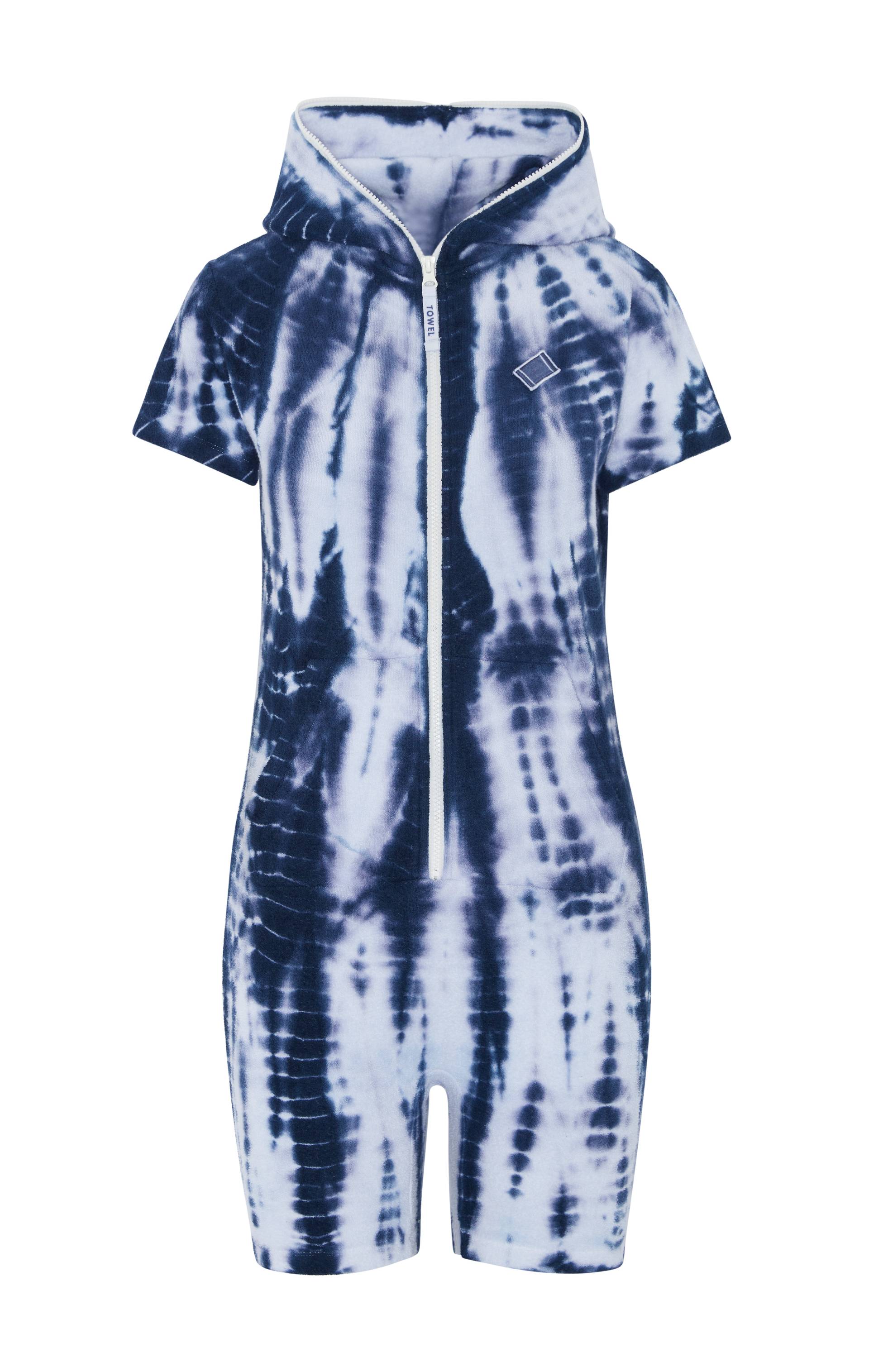 Onepiece Towel Club Fitted Short Jumpsuit Blue Tie Dye - 1