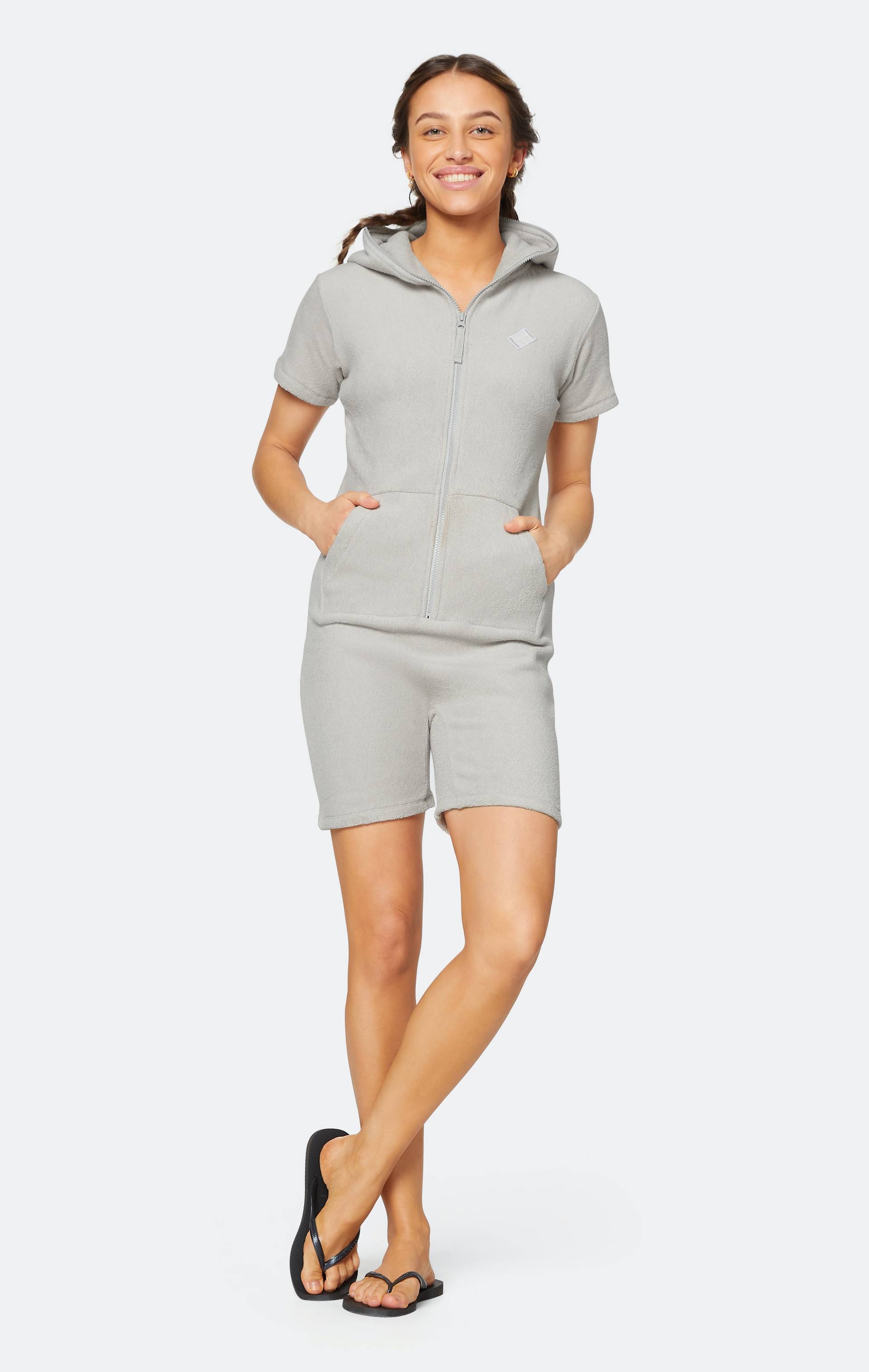 Onepiece Towel Club Fitted Short Jumpsuit Light Grey - 5