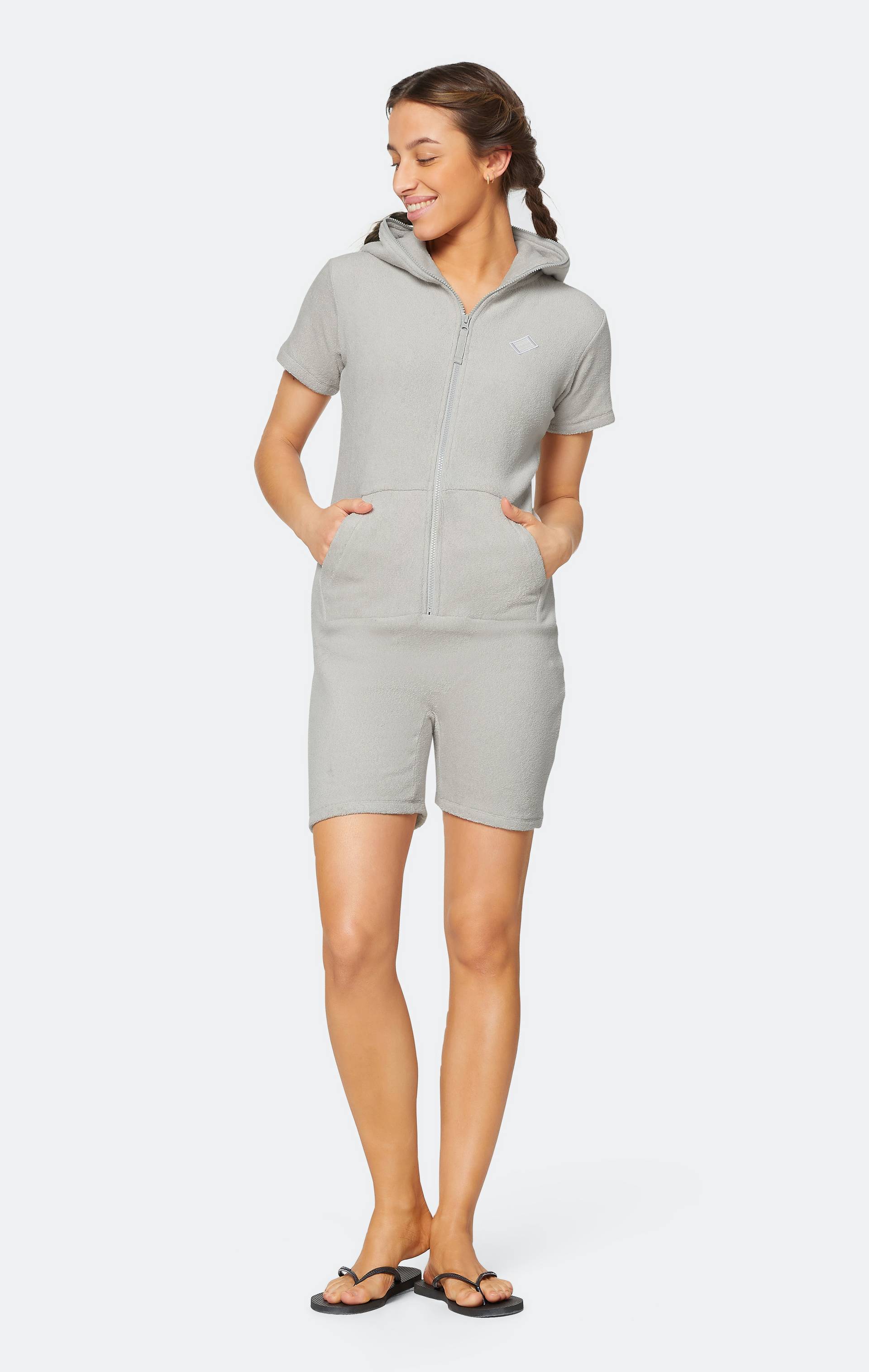 Onepiece Towel Club Fitted Short Jumpsuit Light Grey - 6