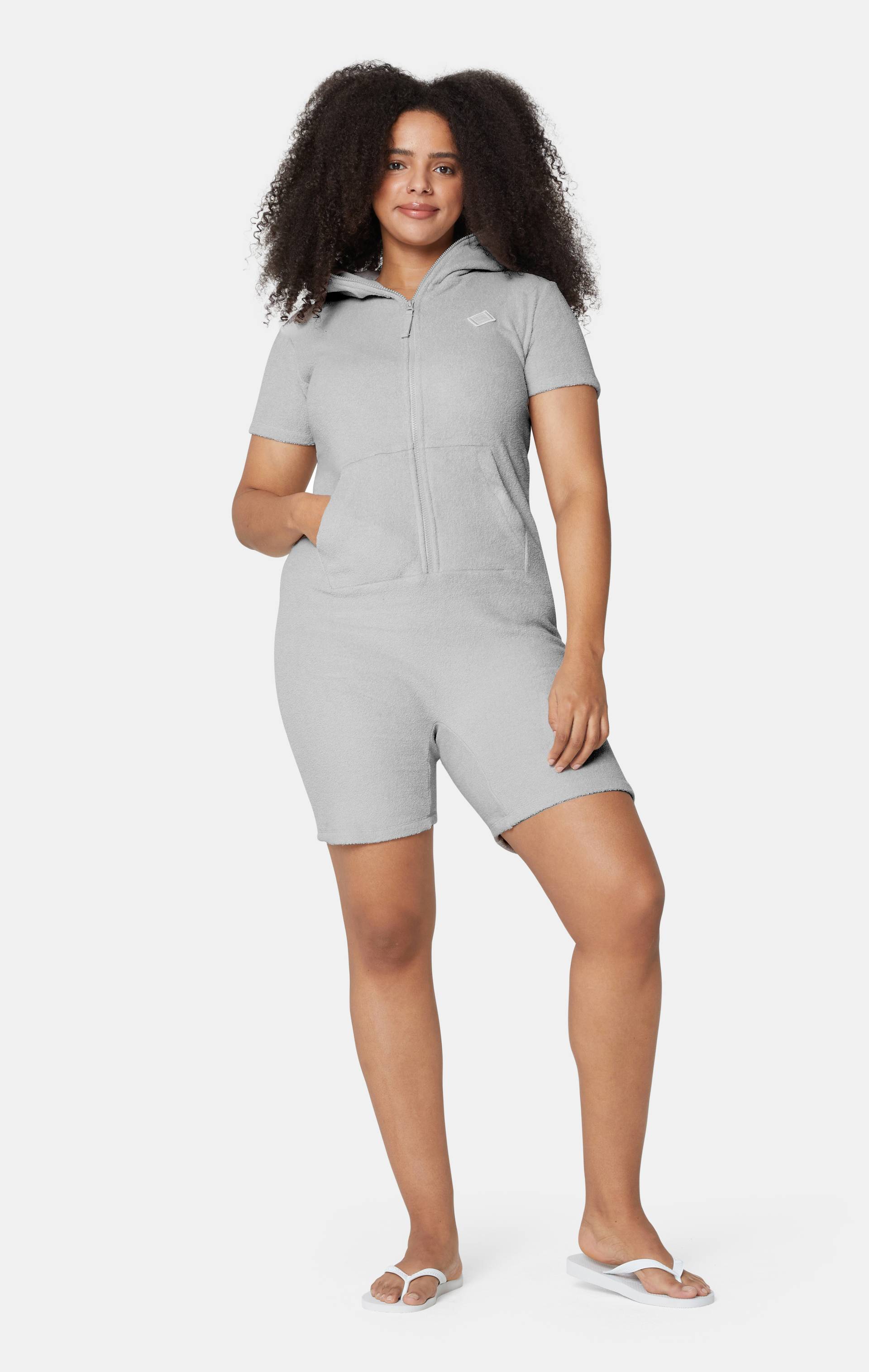 Onepiece Towel Club Fitted Short Jumpsuit Light Grey - 10