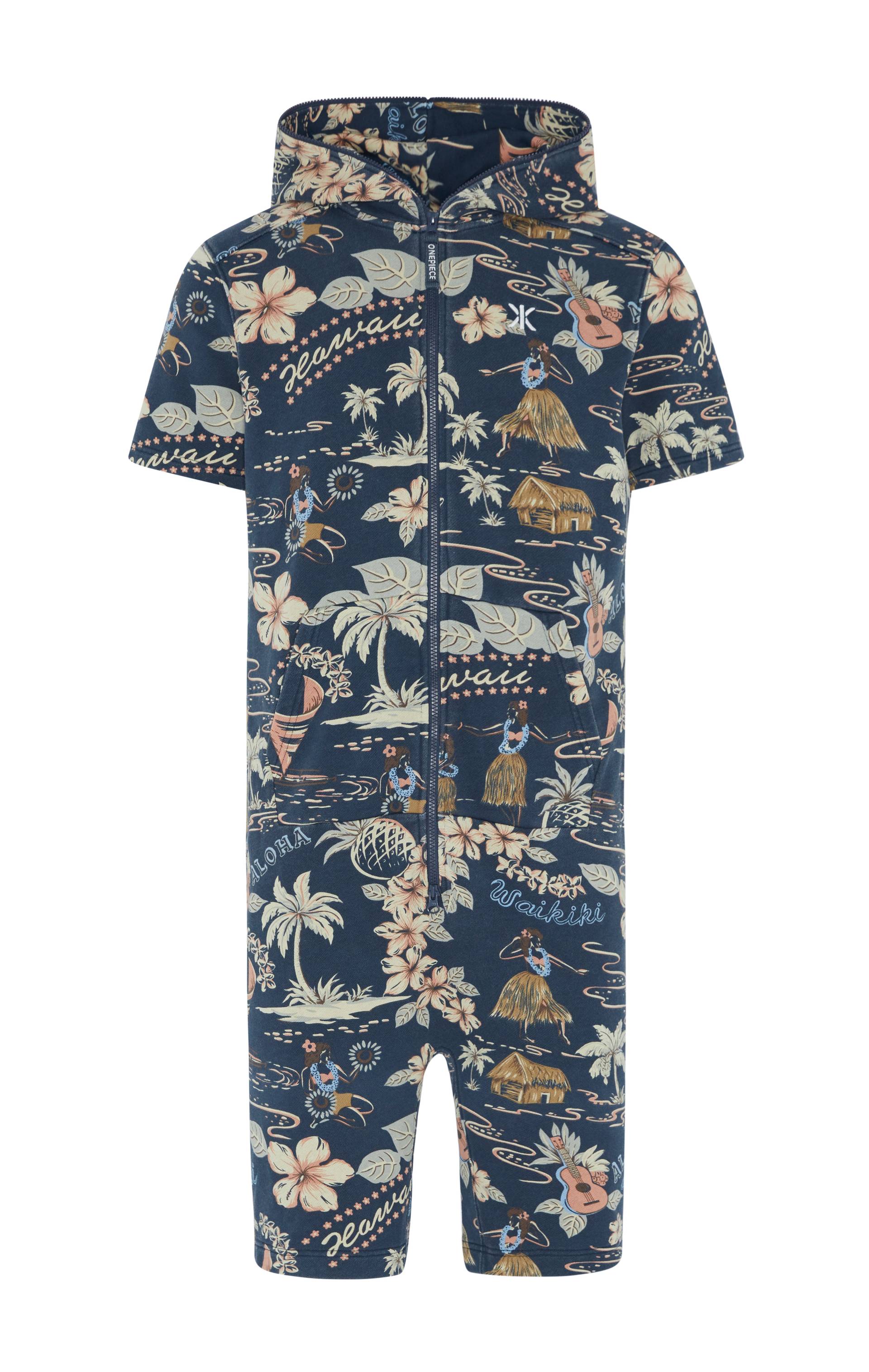 Onepiece Vintage Aloha Short Jumpsuit Navy - 1