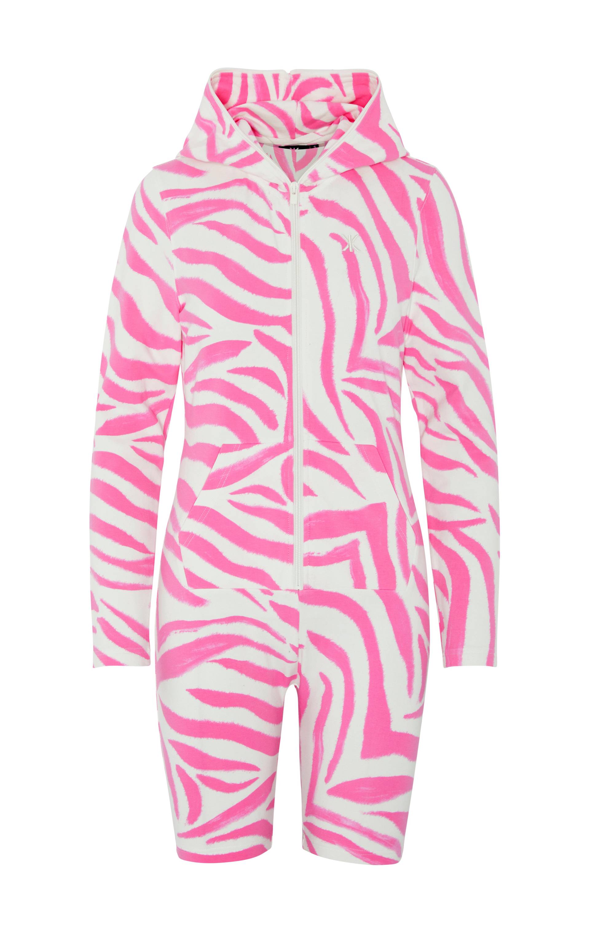 Onepiece Zebra Fitted Short Jumpsuit Pink - 1