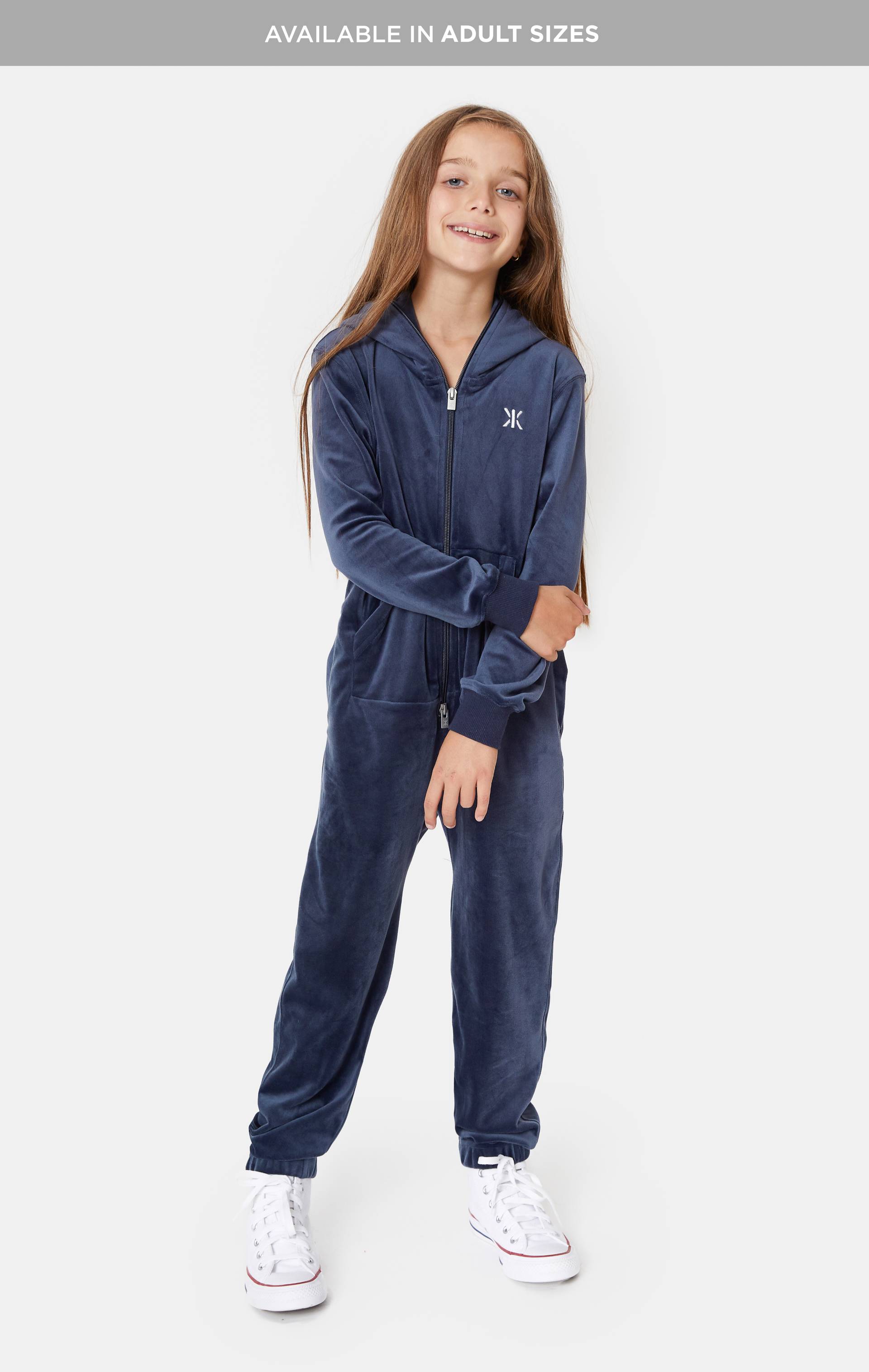 Onepiece Original Velvet Kids Jumpsuit Navy - 1