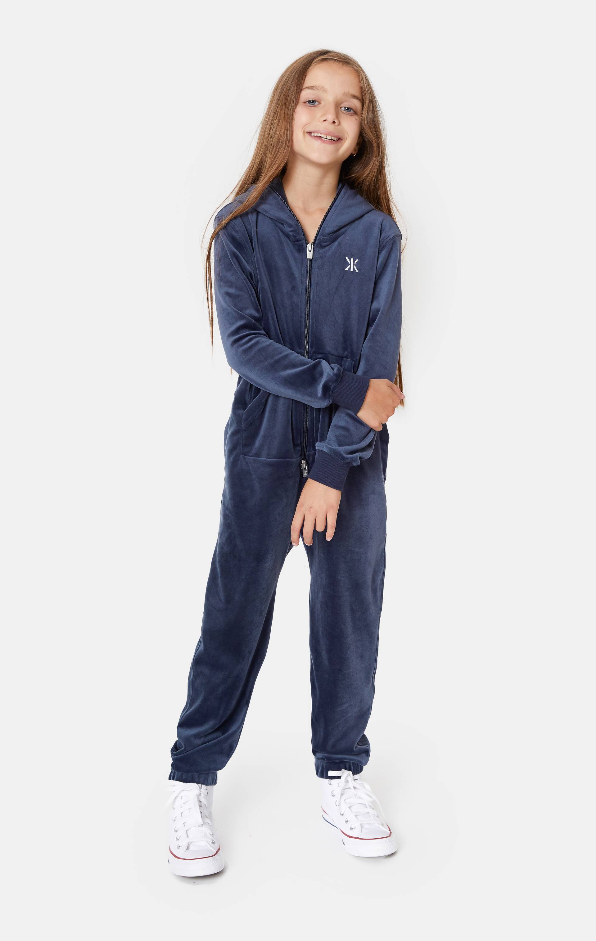 redden hoekpunt winkelwagen Original Velvet Kids Jumpsuit Navy - Onepiece