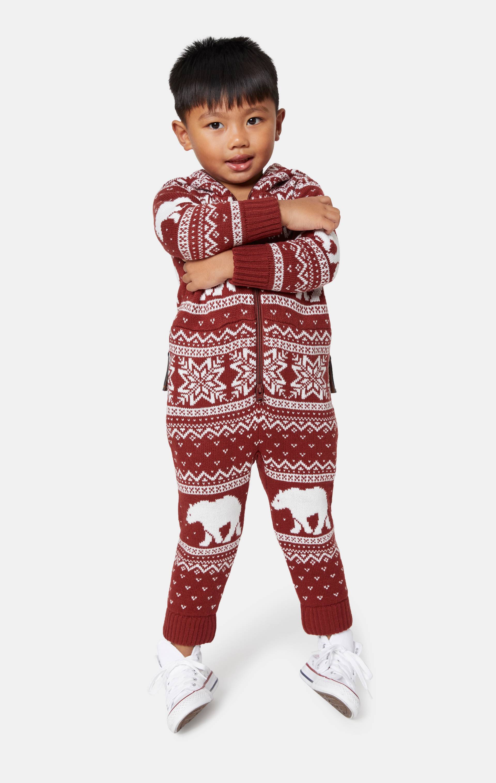 Onepiece Polar Bears Are Coming KIDS Jumpsuit Dark Red - 1