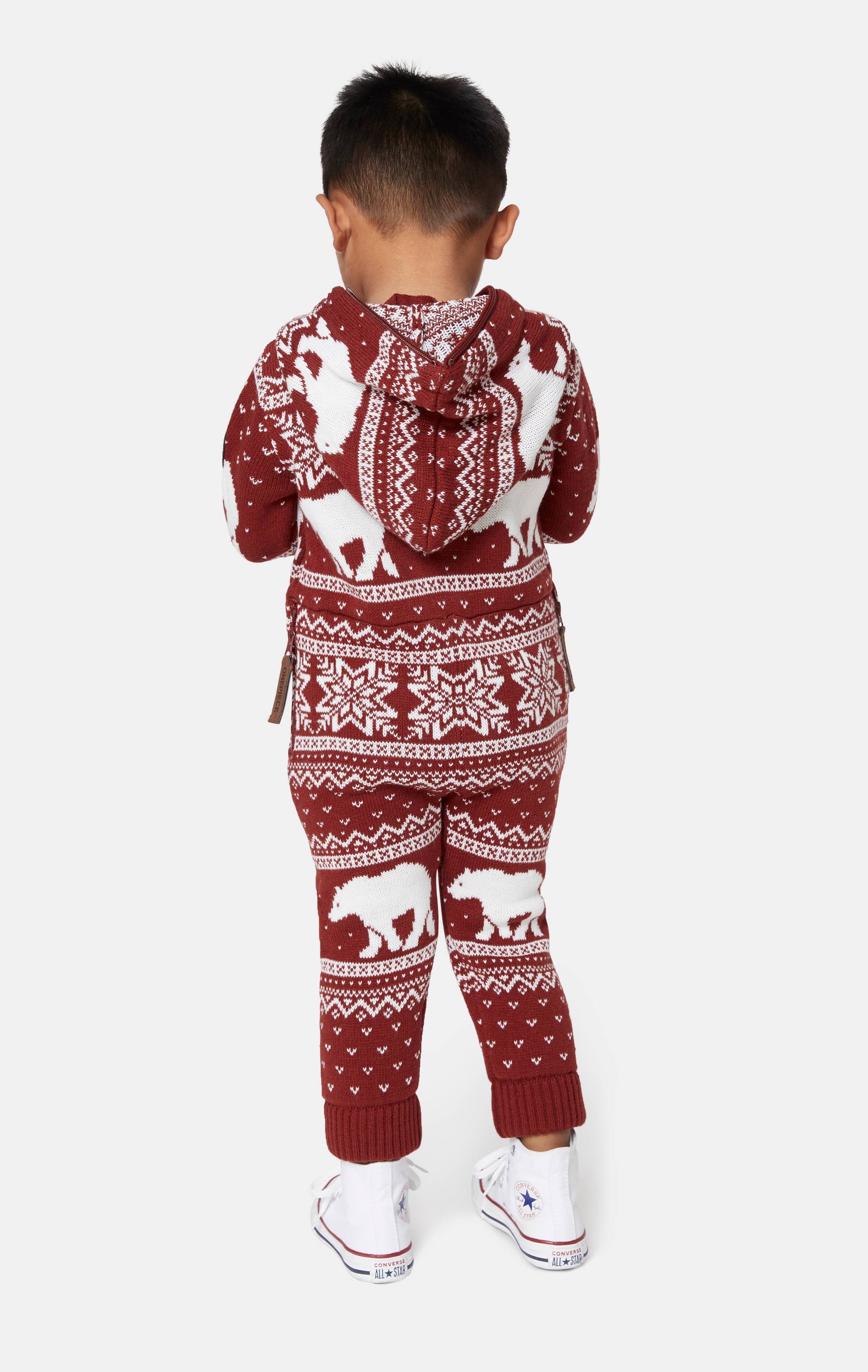 Onepiece Polar Bears Are Coming KIDS Jumpsuit Dark Red - 2