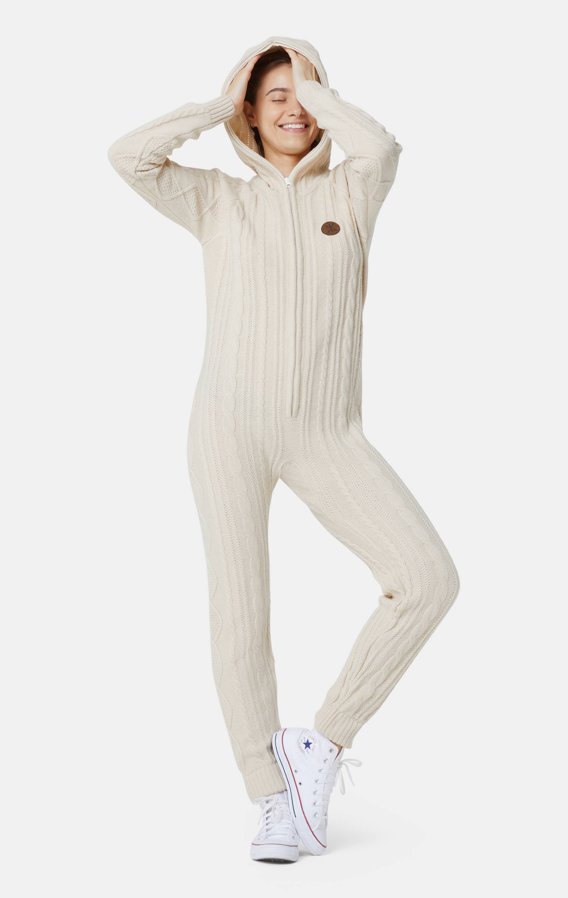 Onepiece Chunky Knit Jumpsuit Off White - 10