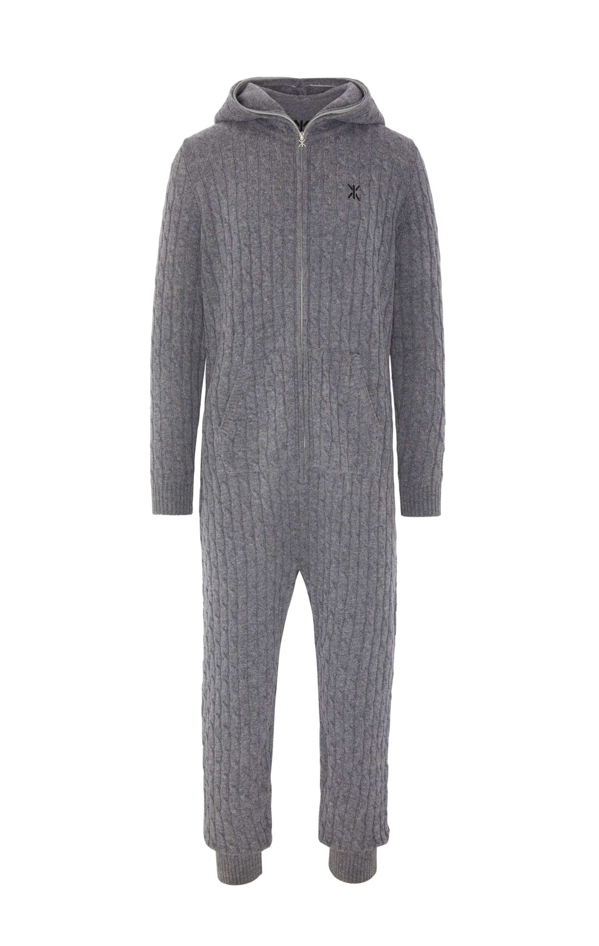 Onepiece Cable Knit Jumpsuit Dark Grey - 1