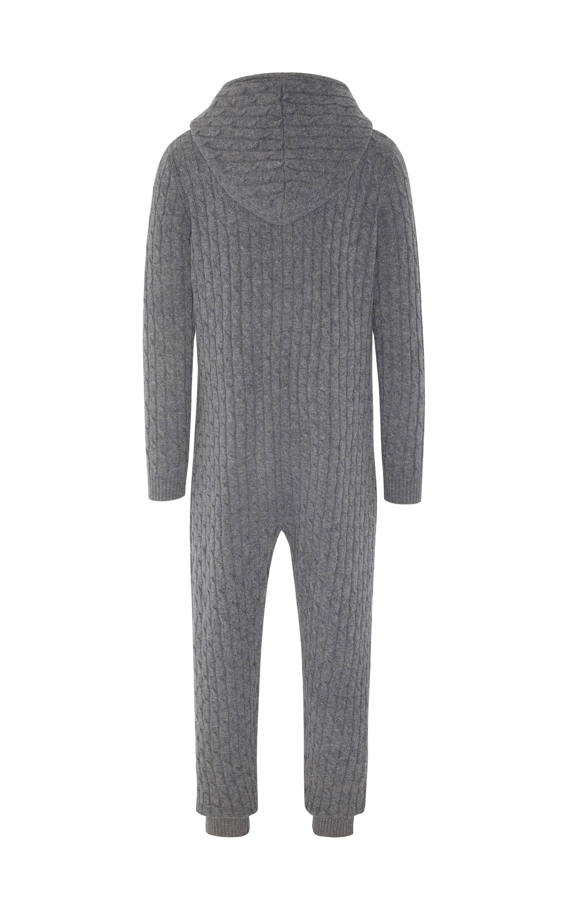 Onepiece Cable Knit Jumpsuit Dark Grey - 2