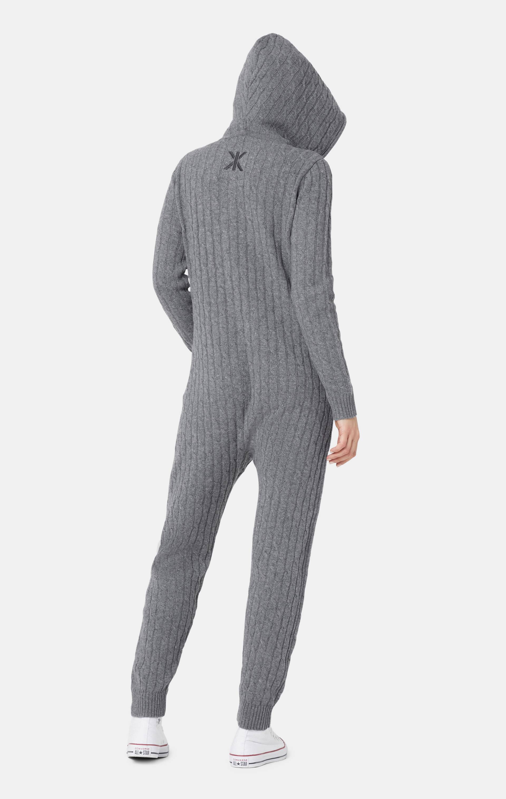 Onepiece Cable Knit Jumpsuit Dark Grey - 11