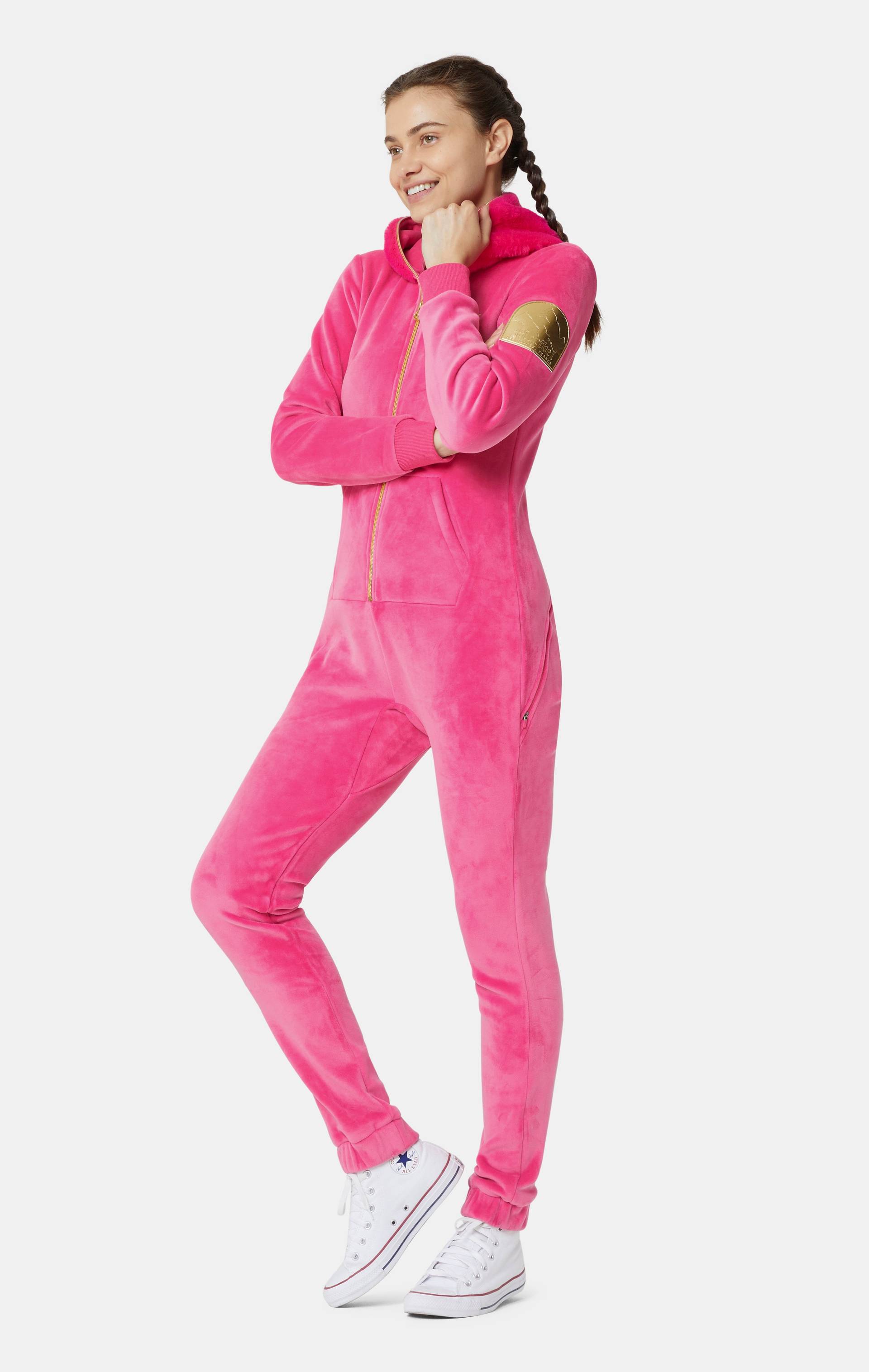 Onepiece Alps Soft Velvet Fitted Jumpsuit Pink - 4