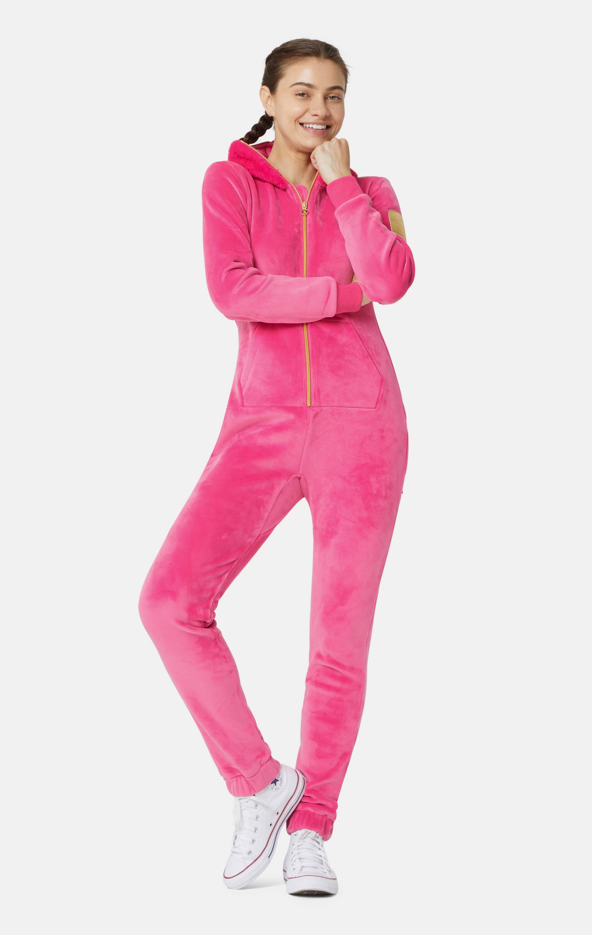 Onepiece Alps Soft Velvet Fitted Jumpsuit Pink - 3