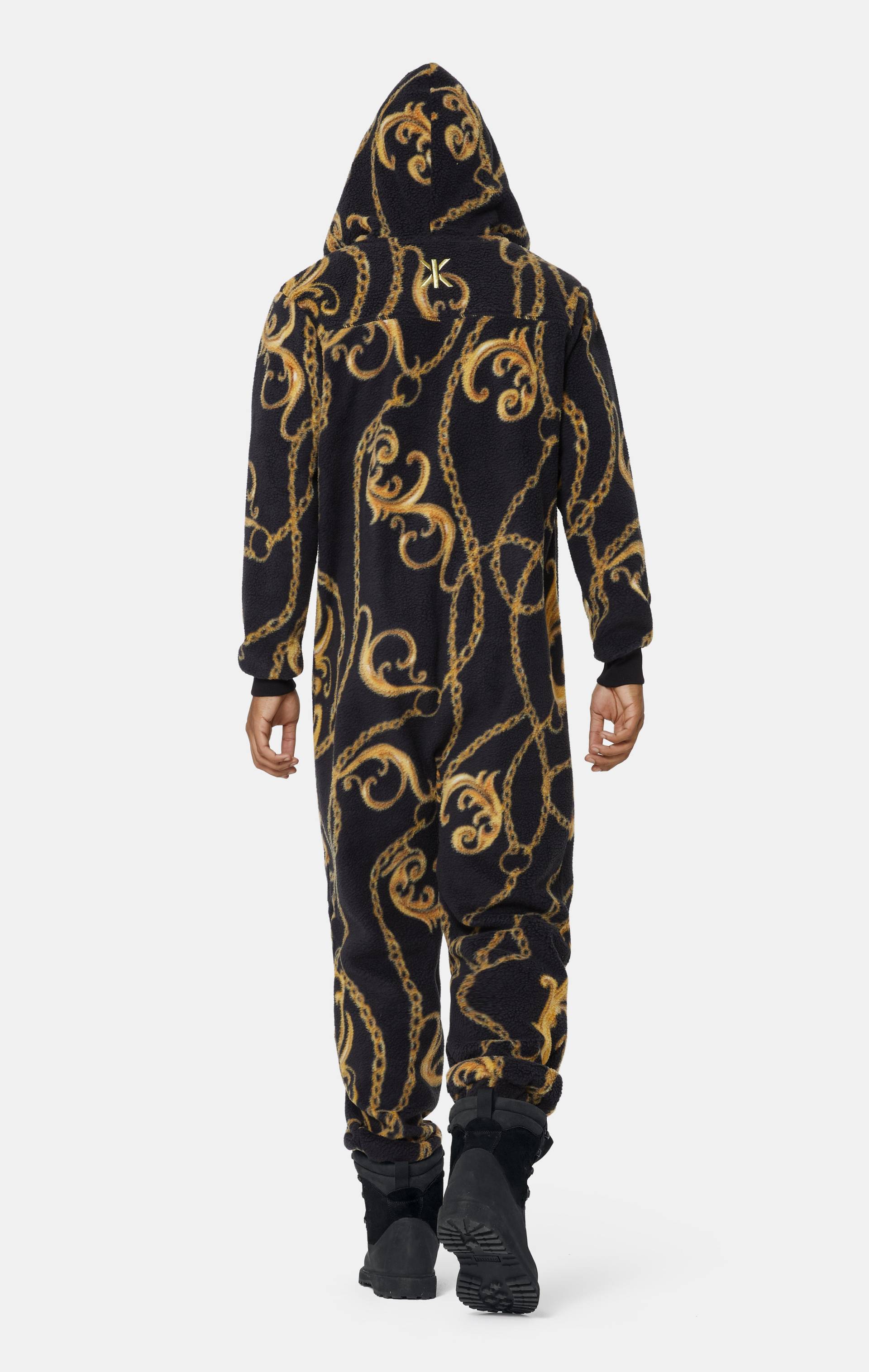 Onepiece Gold Chain Fleece Jumpsuit Black - 6