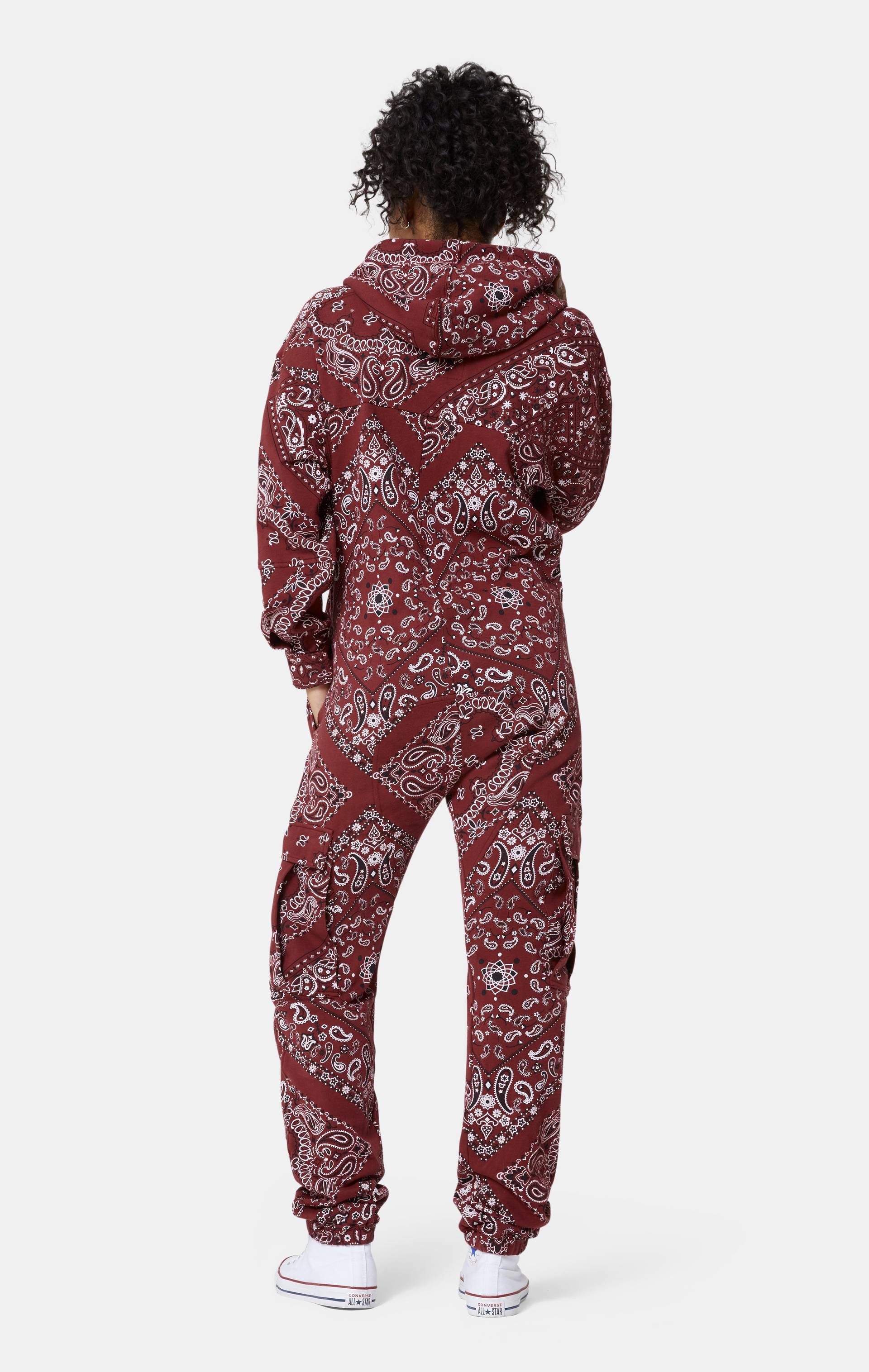 Onepiece Cargo Baggy Paisley Jumpsuit Red - 14