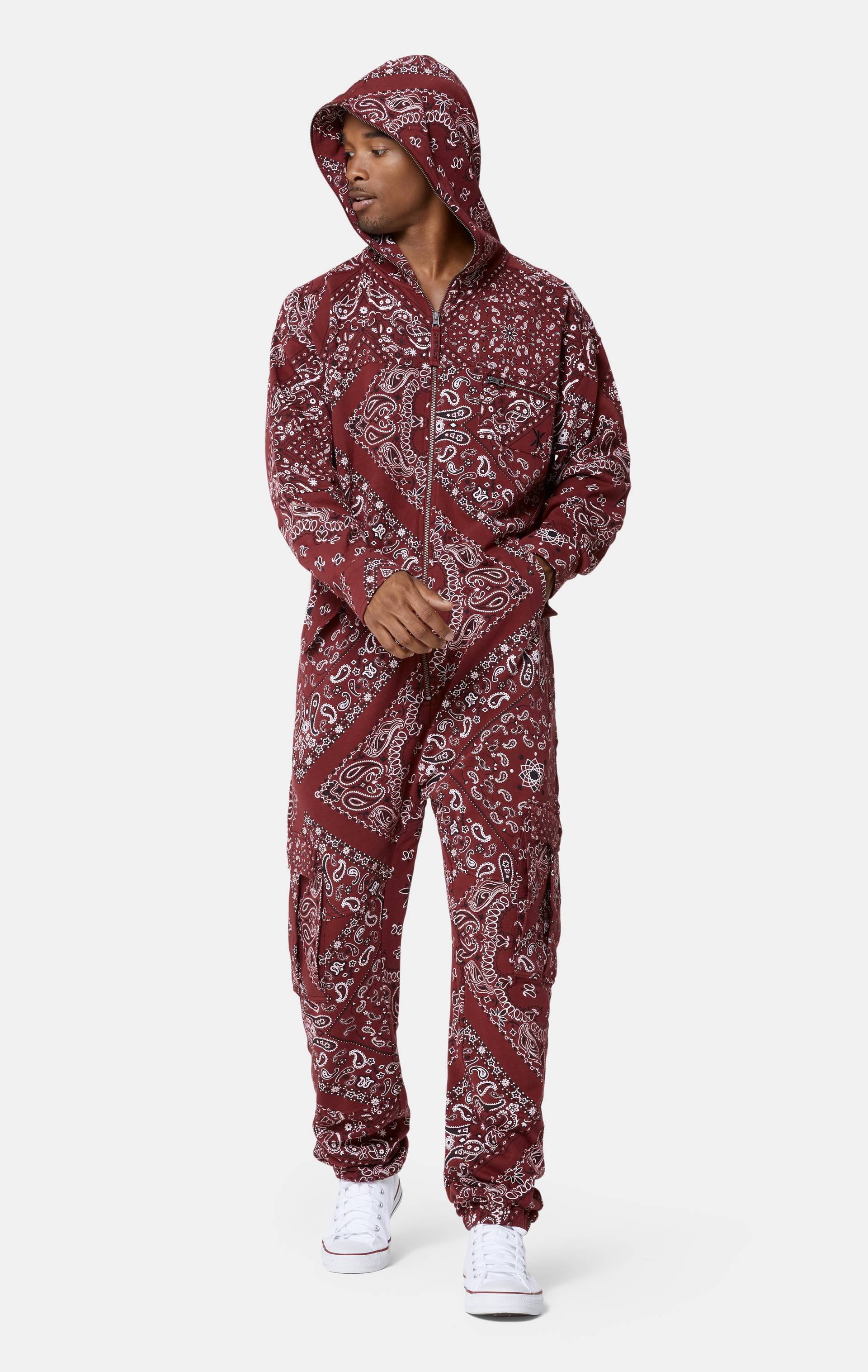 Onepiece Cargo Baggy Paisley Jumpsuit Red - 7