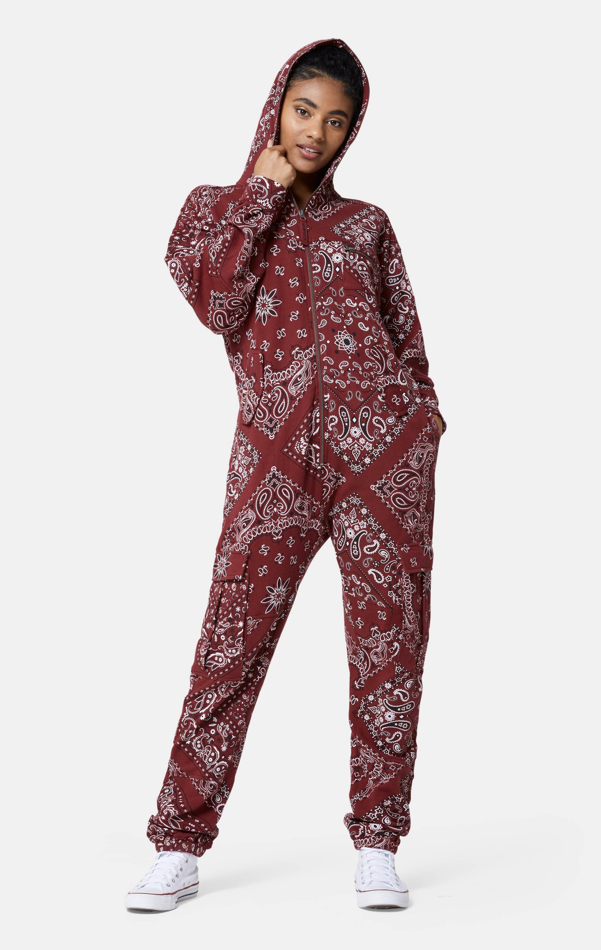 Onepiece Cargo Baggy Paisley Jumpsuit Red - 15