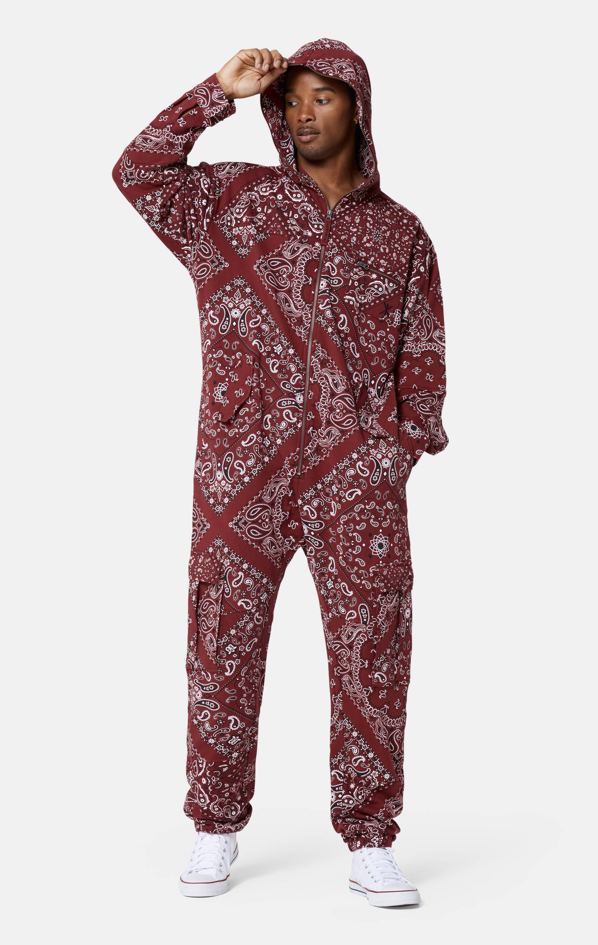 Onepiece Cargo Paisley Jumpsuit Red - 4