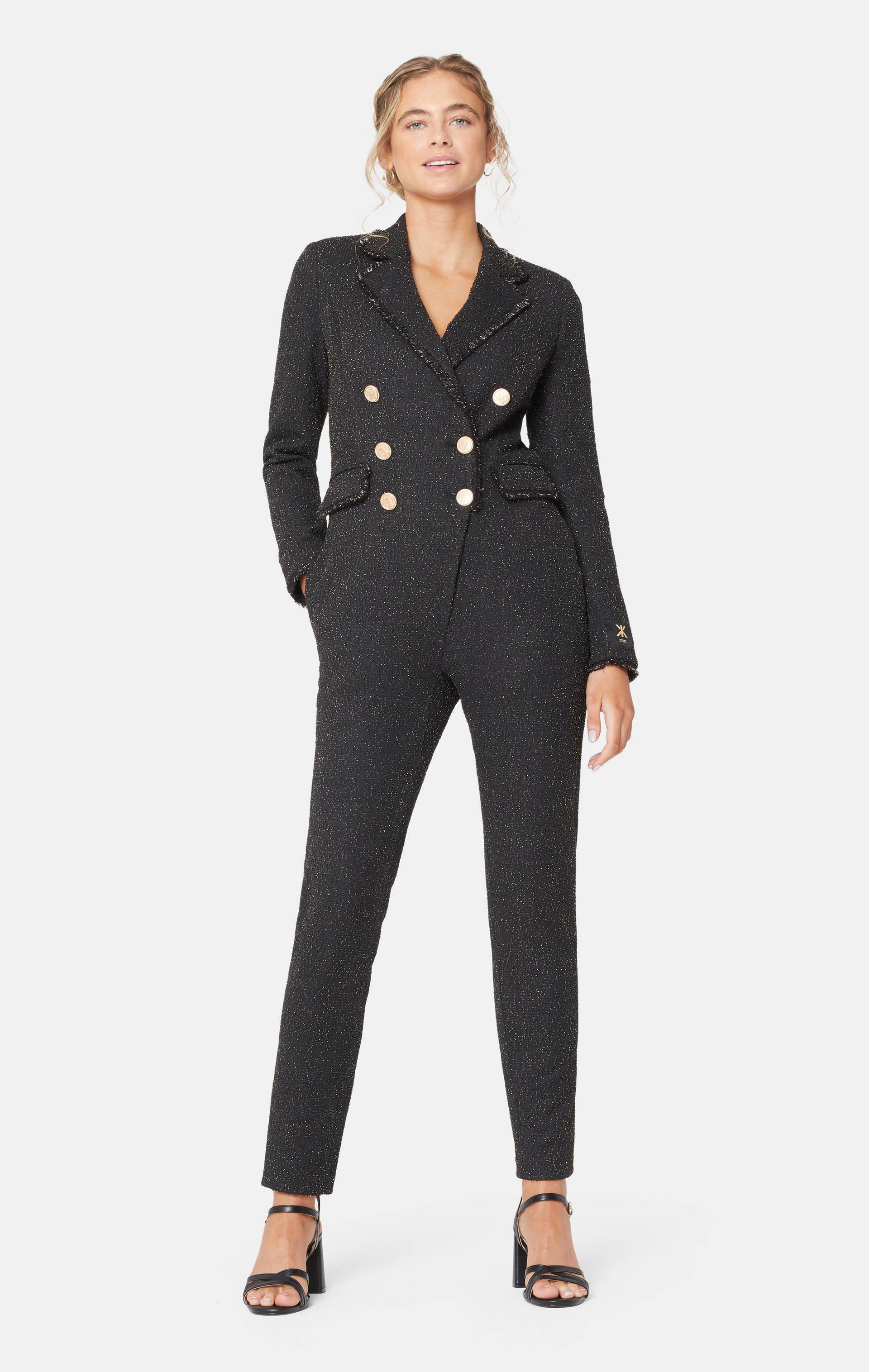 Onepiece Tweed Blazer Fitted Jumpsuit Black - 3