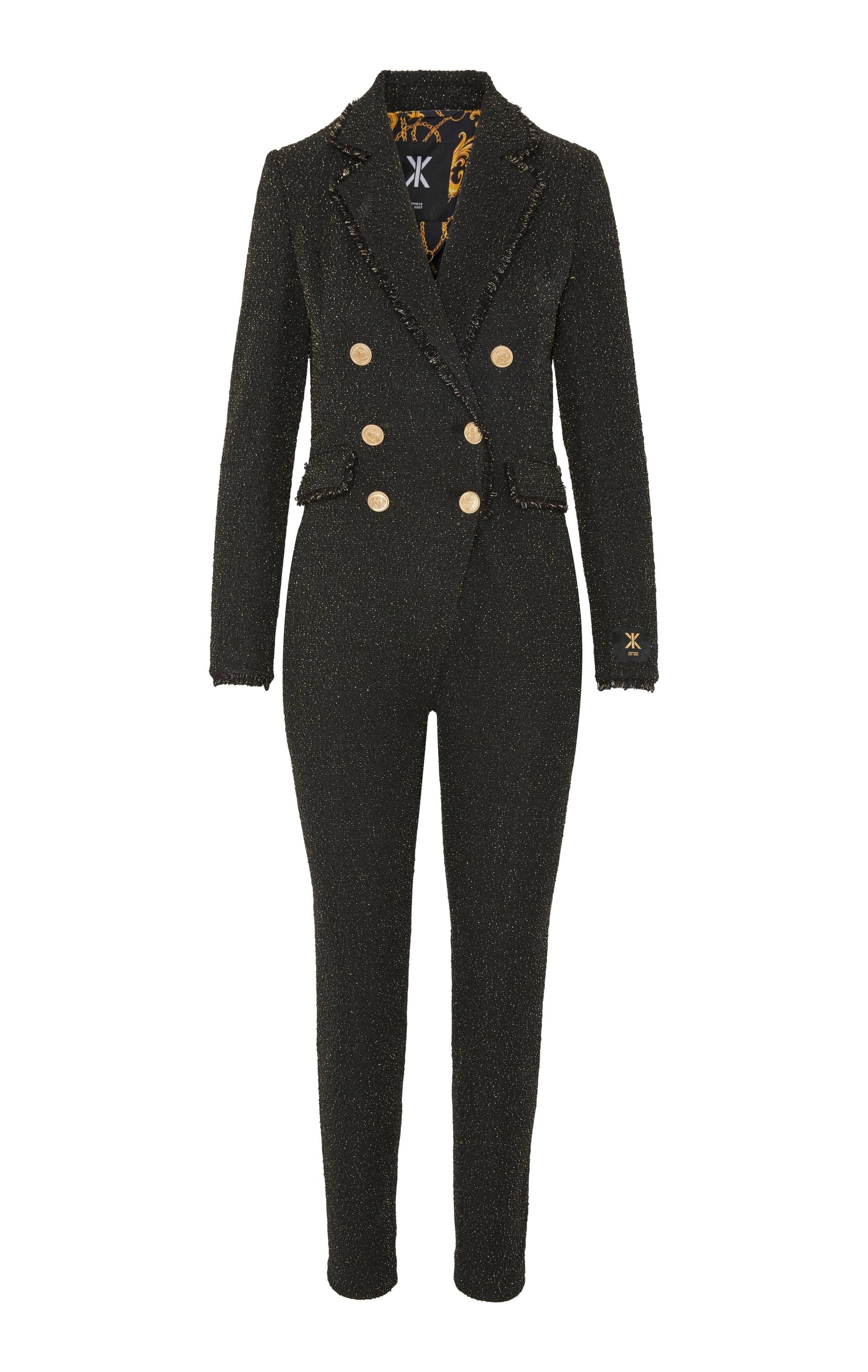 Onepiece Tweed Blazer Fitted Jumpsuit Black - 1