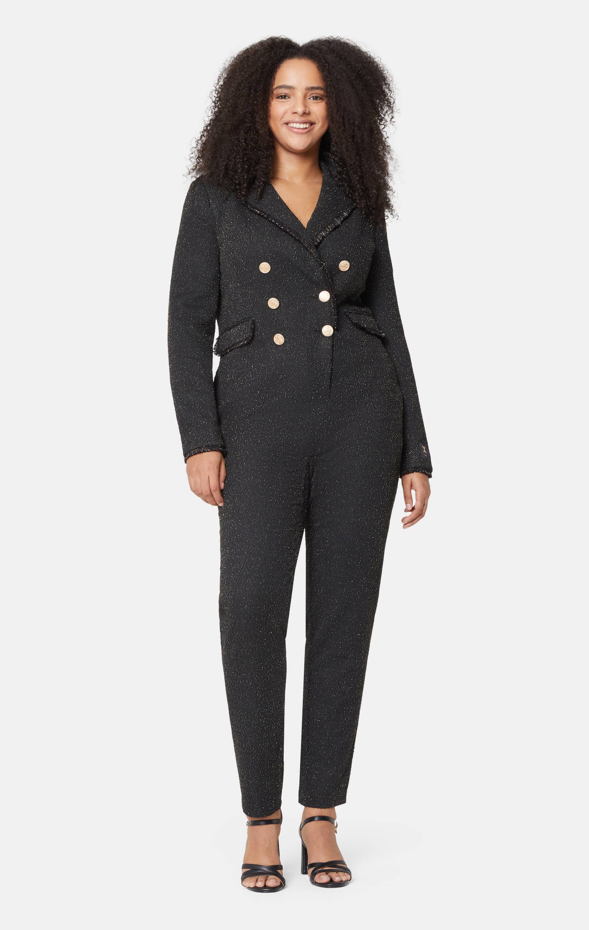 Onepiece Tweed Blazer Fitted Jumpsuit Black - 7
