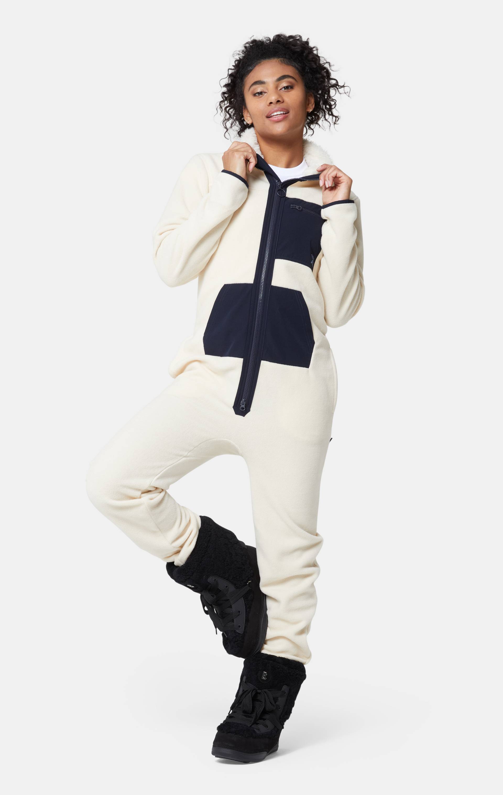 Onepiece Gilet Fleece Jumpsuit Off white - 15