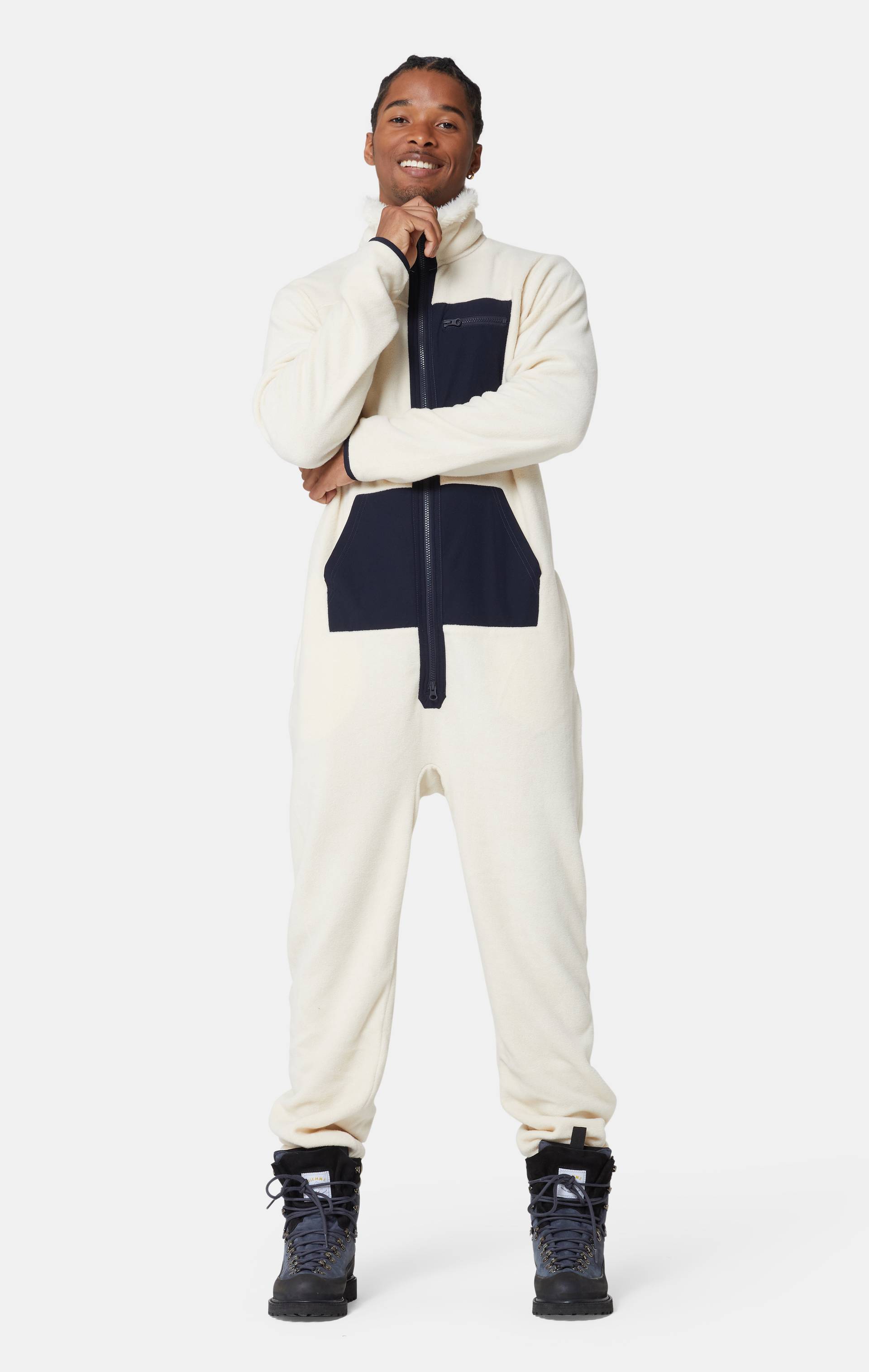 Onepiece Gilet Fleece Jumpsuit Off white - 6