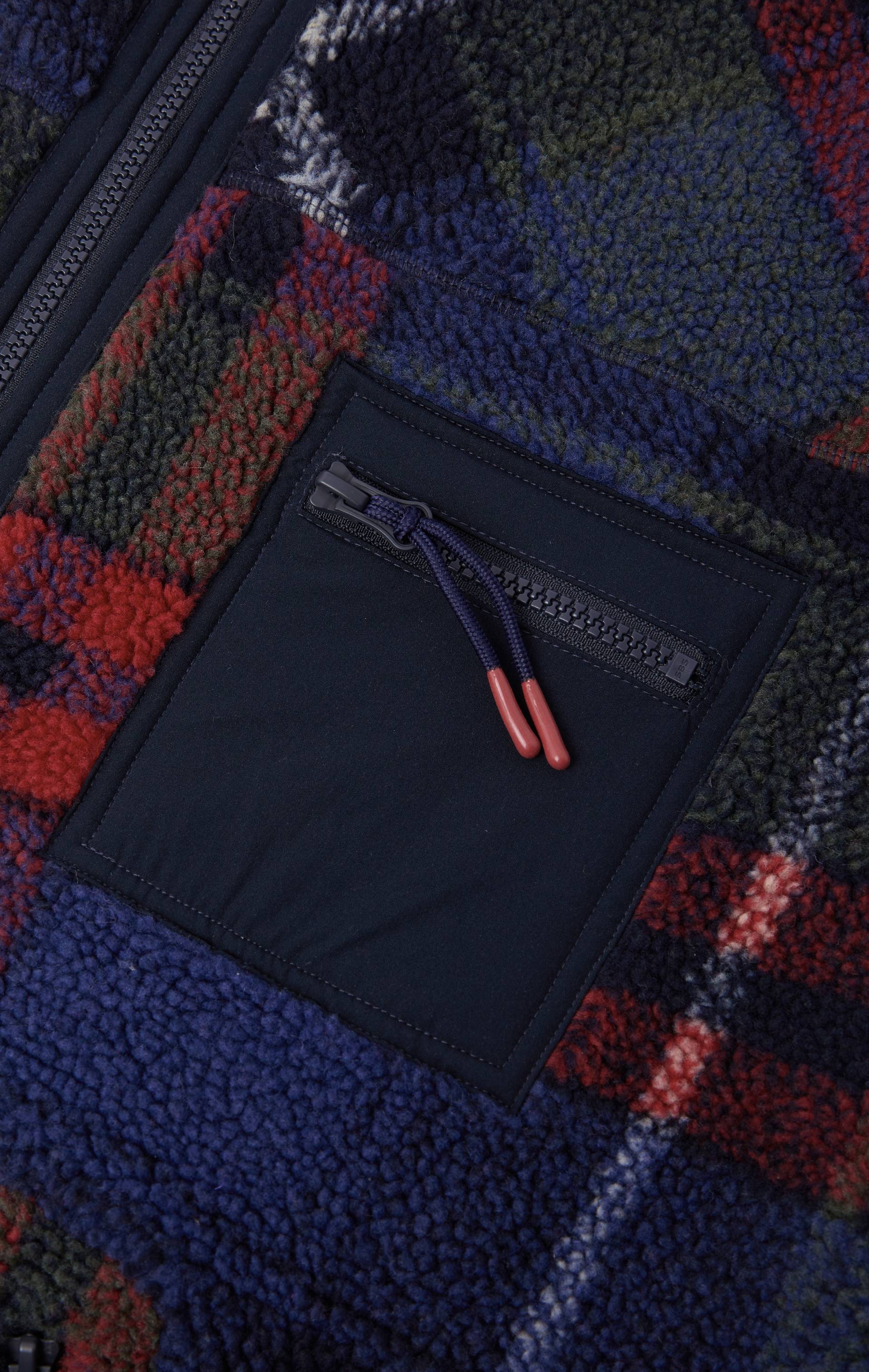 Onepiece Checkered Fleece Jumpsuit Blue - 7