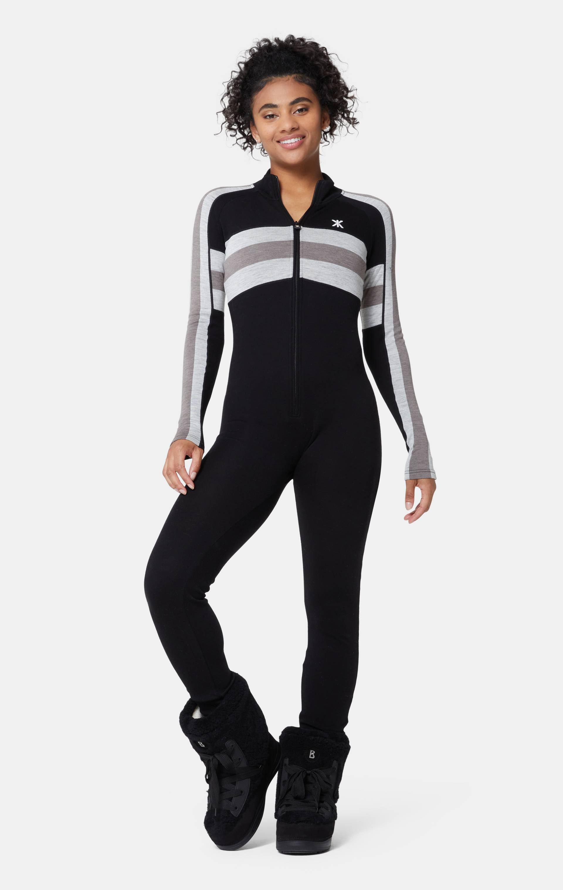 Base layer white jumpsuit - Thermal underwear black one piece - Long johns  for women