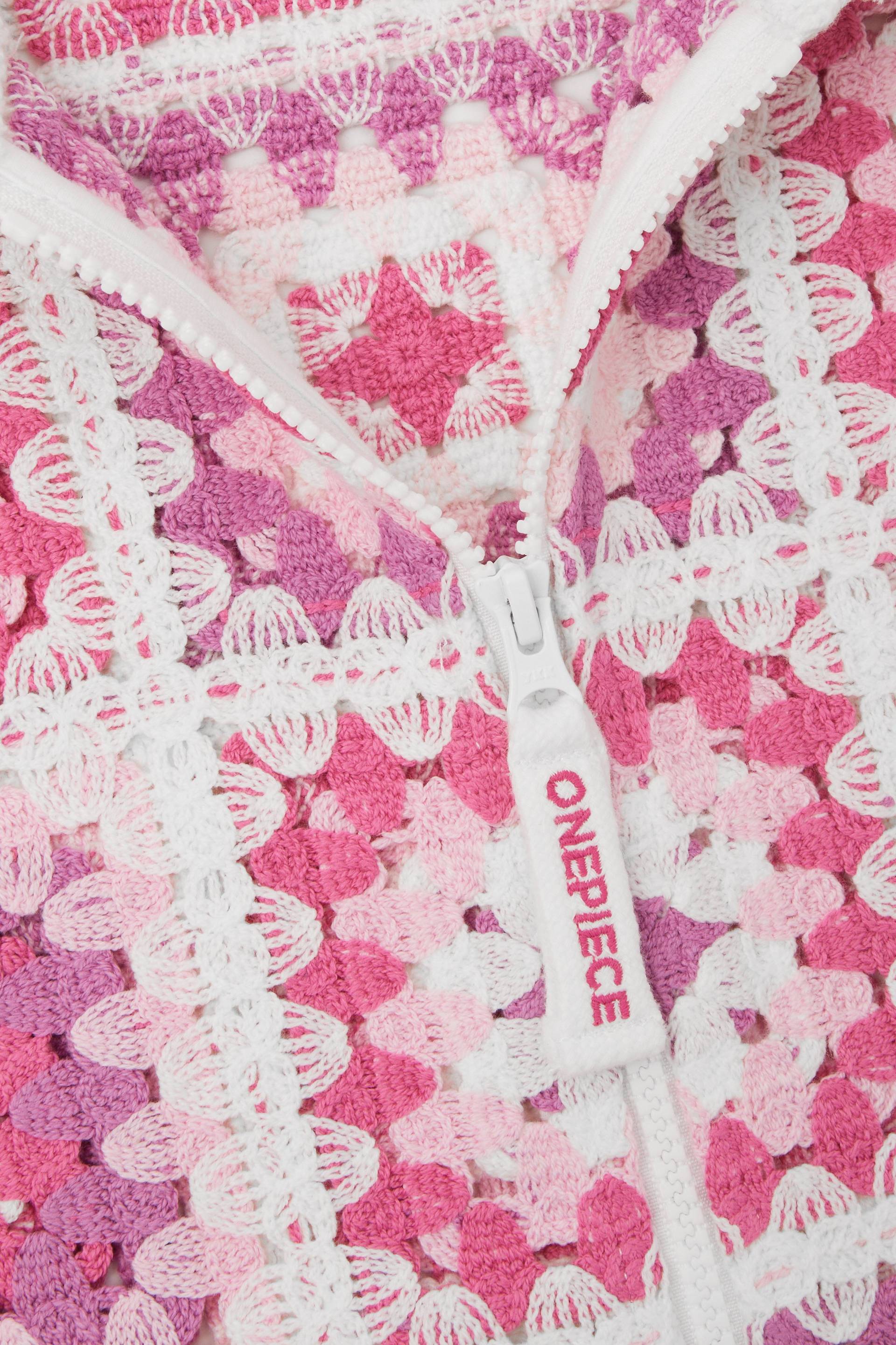 Onepiece Crochet Short Jumpsuit Pink - 3