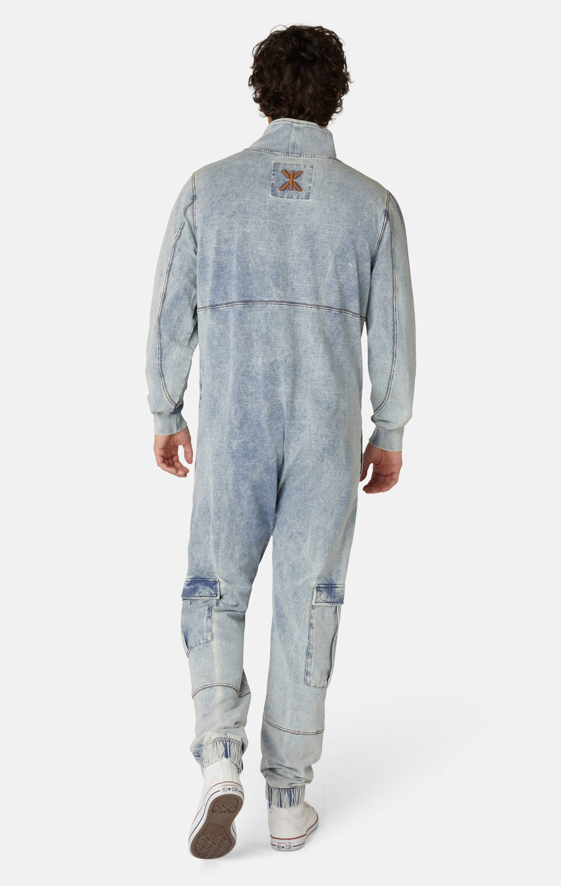 Soft Stretch Denim Jumpsuit Blue