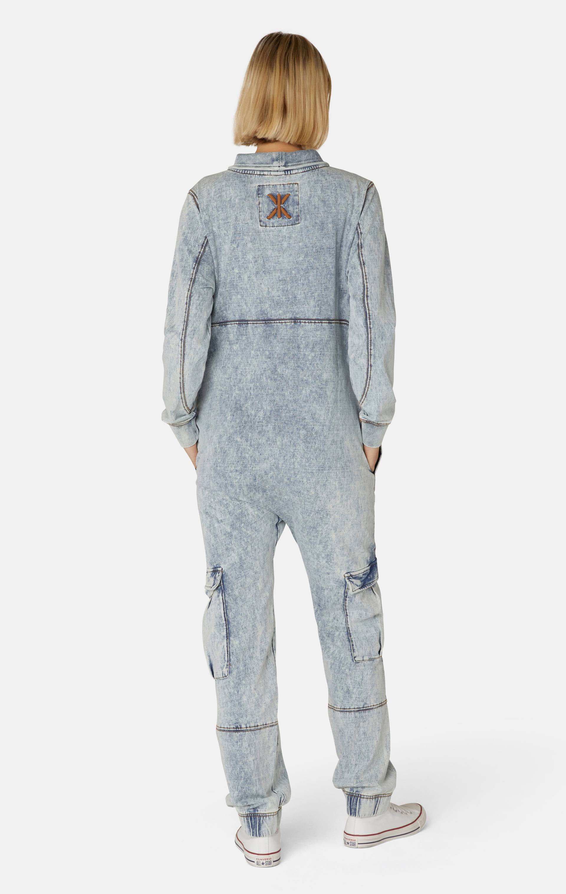 Soft Stretch Denim Jumpsuit Blue